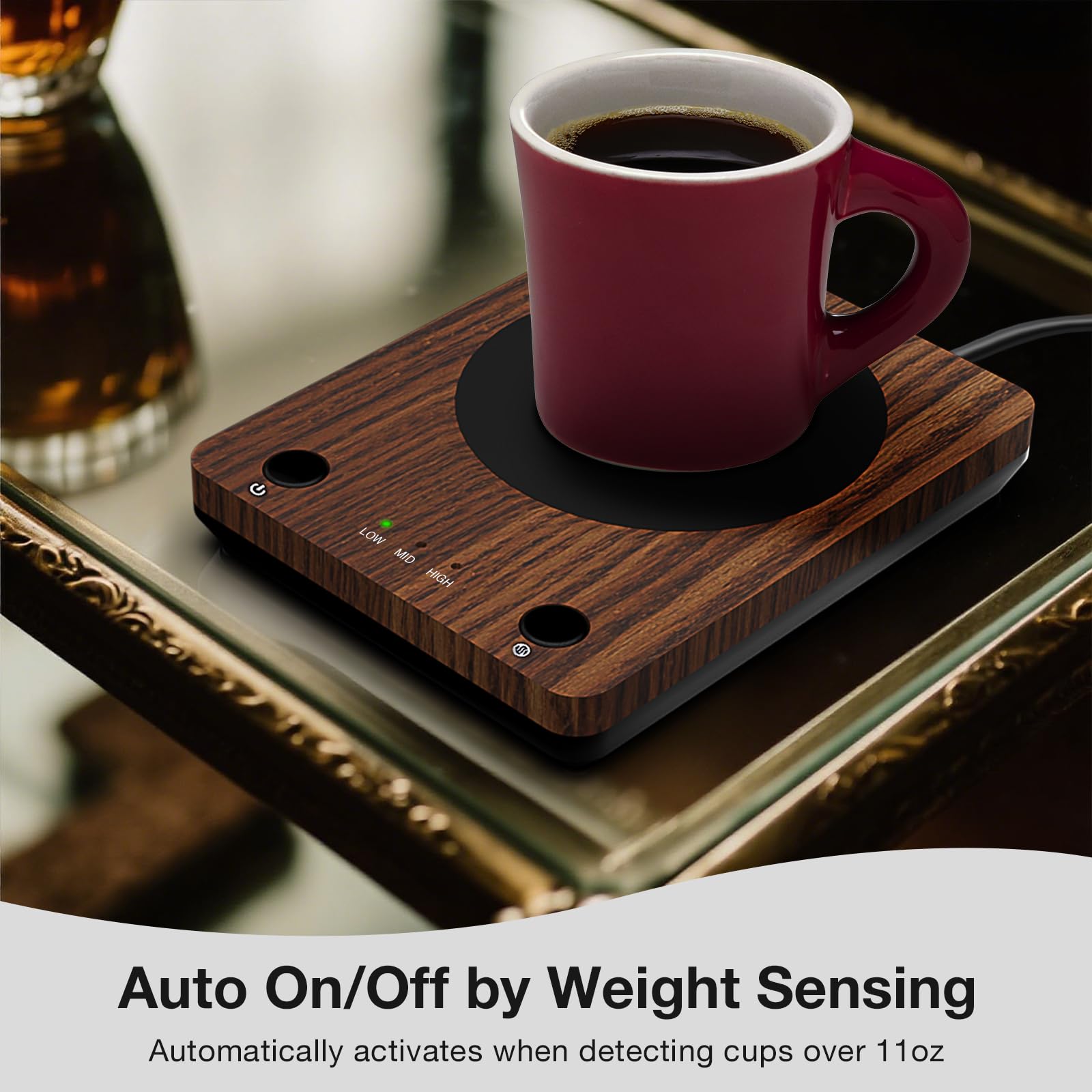 Coffee Mug Warmer for Desk  Electric Coffee Cup Warmer with 3-Temp Settings  Cup Warmer for Desk with Auto Shut Off After 4H Feature for Warming & Heating  Beverage  Milk  Tea  and Hot Chocolate