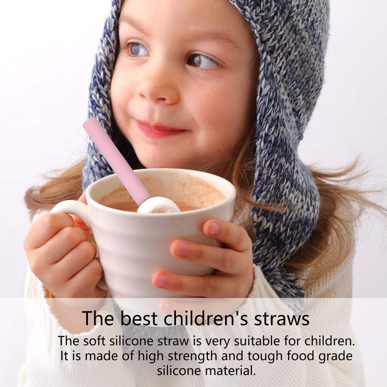 Sunseeke Silicone Straws Reusable - Odorless, 12 Standard Drinking Straws, 4 Carry Pouch, 2 Cleaning Brushes, Certificated Food