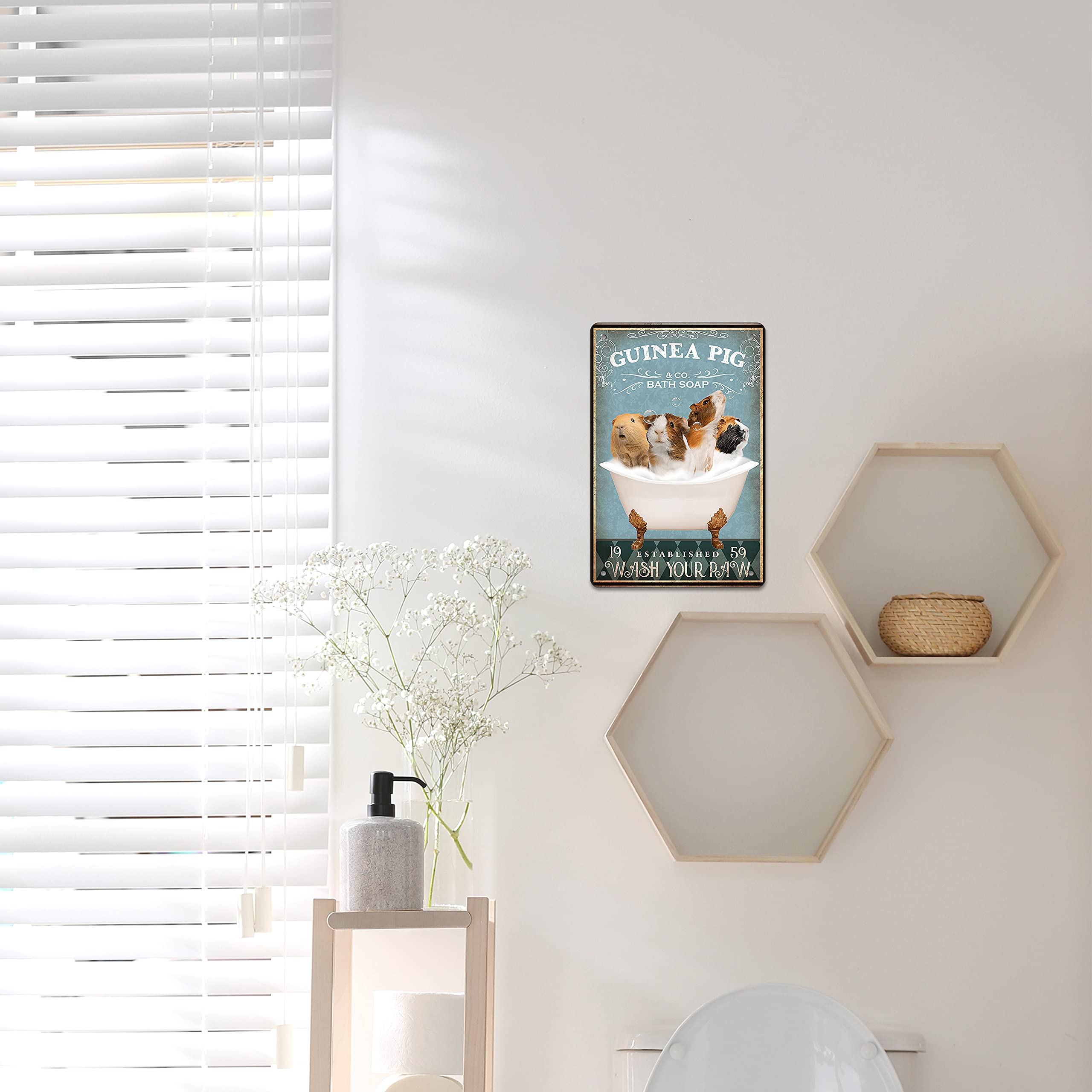 Funny Guinea Pig Decor Bathroom Wall Decor Sign Bathtub Decor Guinea Pig lovers Accessories Farm Home Wall Art Poster Retro Bar Poster 8x12 In