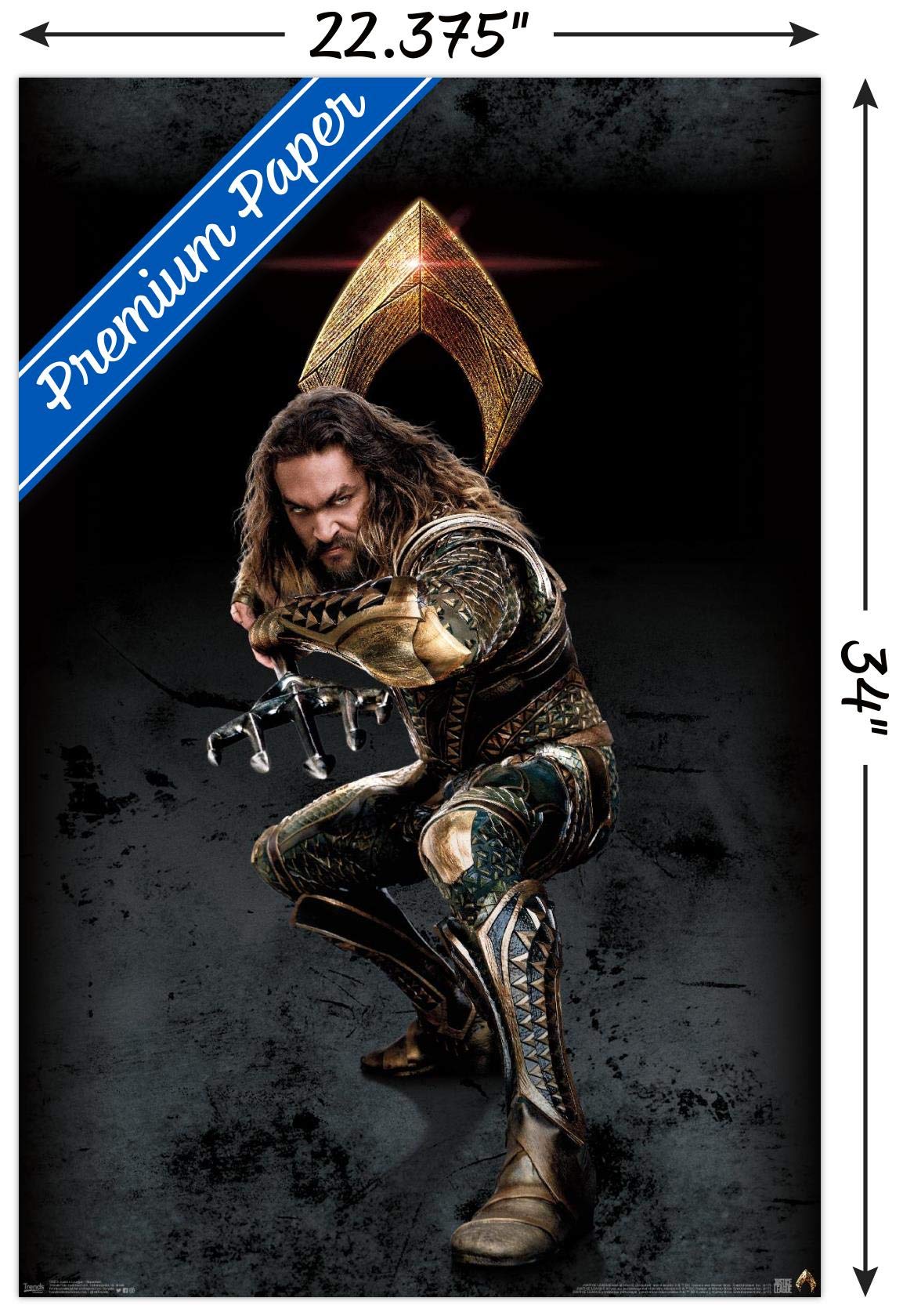 Trends International Dc Comics Movie - Justice League - Aquaman Wall Poster, 22.375'' X 34'', Premium Poster & Clip Bundle