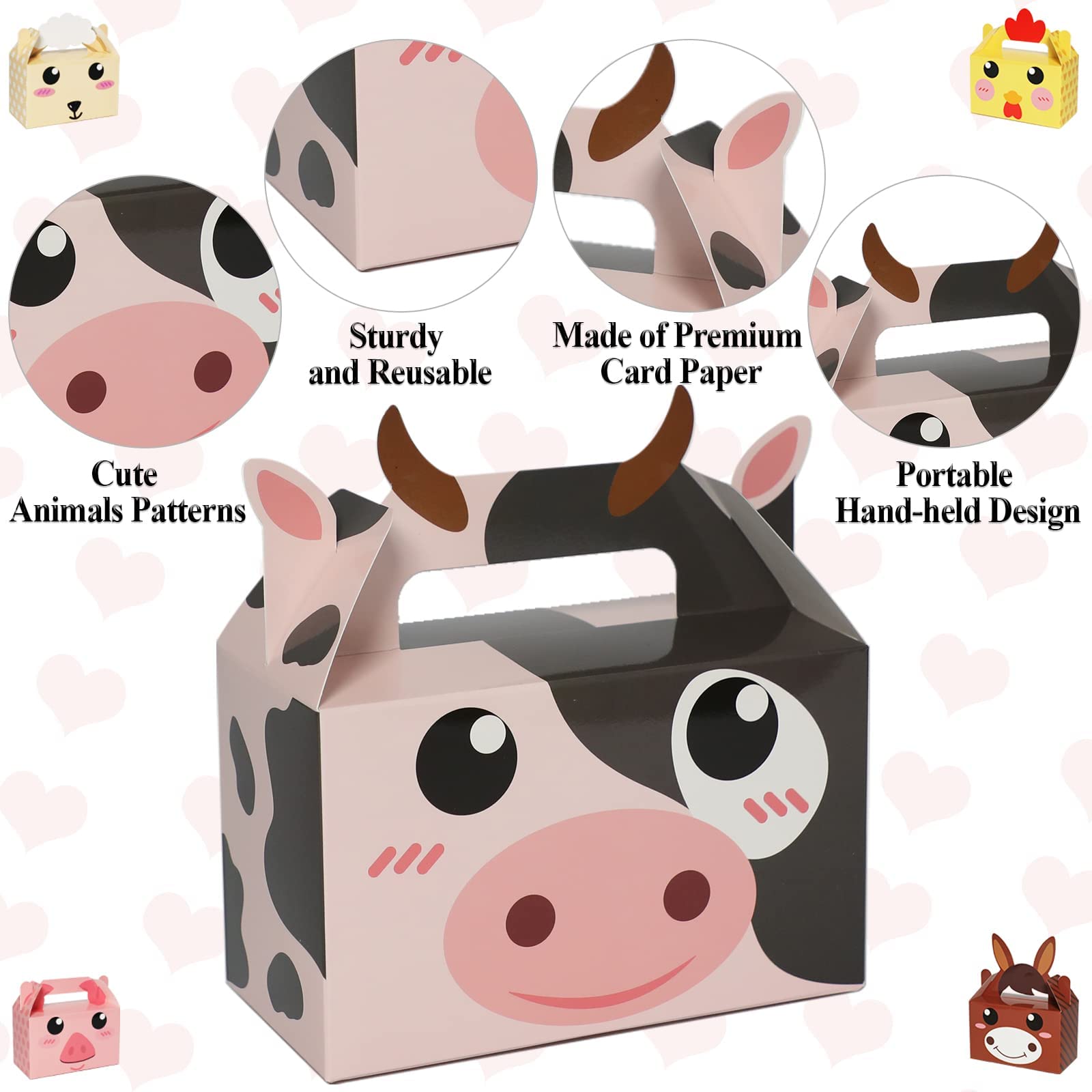 12 Pack Farm Animal Party Favor Boxes Farm Theme Birthday Goodie Boxes Farmhouse Animals Gift Candy Bags Barnyard Treat Boxes Fo