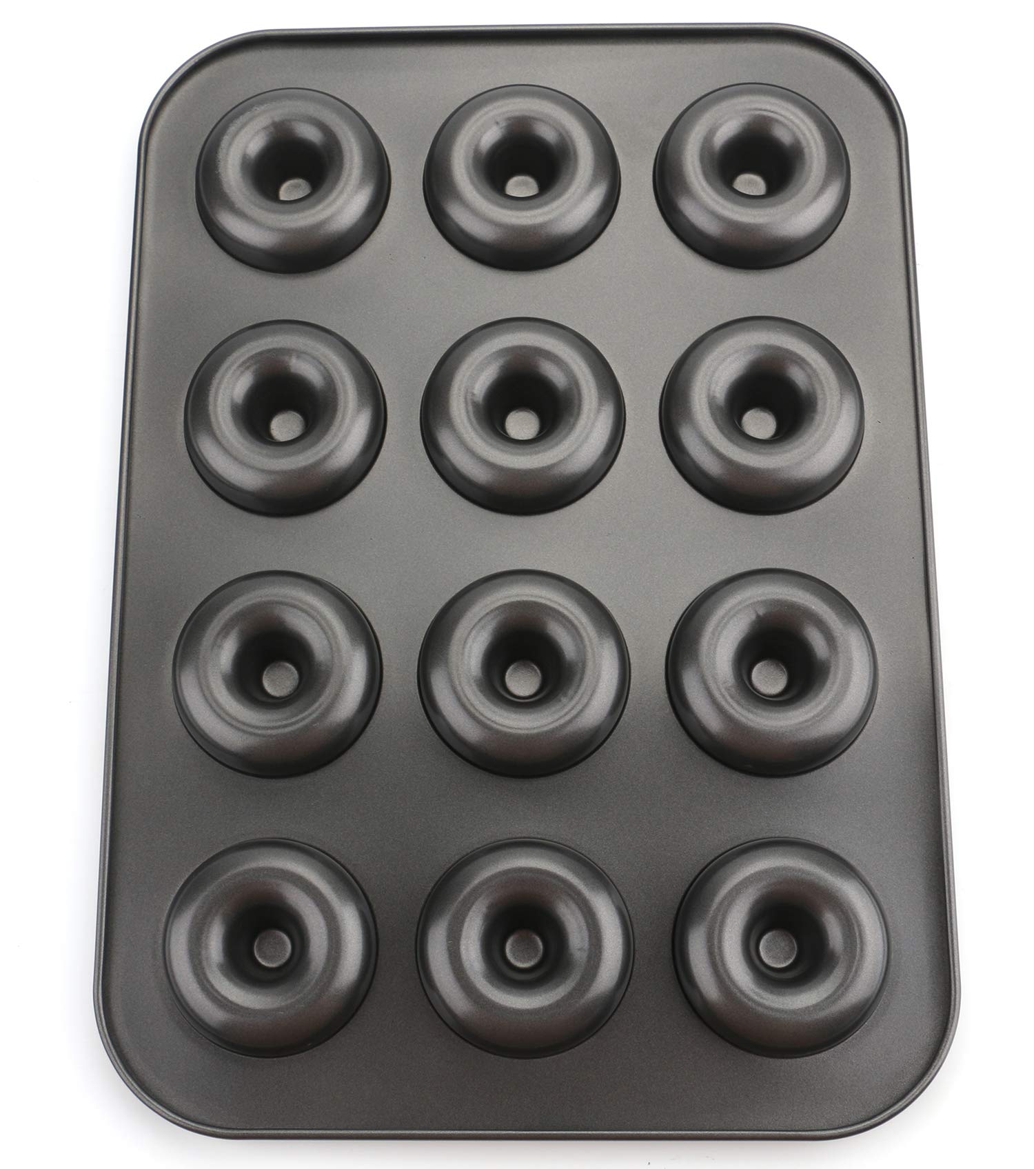 Lawei 2 Pack 12-Cavity Non-Stick Donut Pan, Carbon Steel Donut Baking Pan For Muffin, Cake, Dessert, Mini Bagel Mold Donut Trays