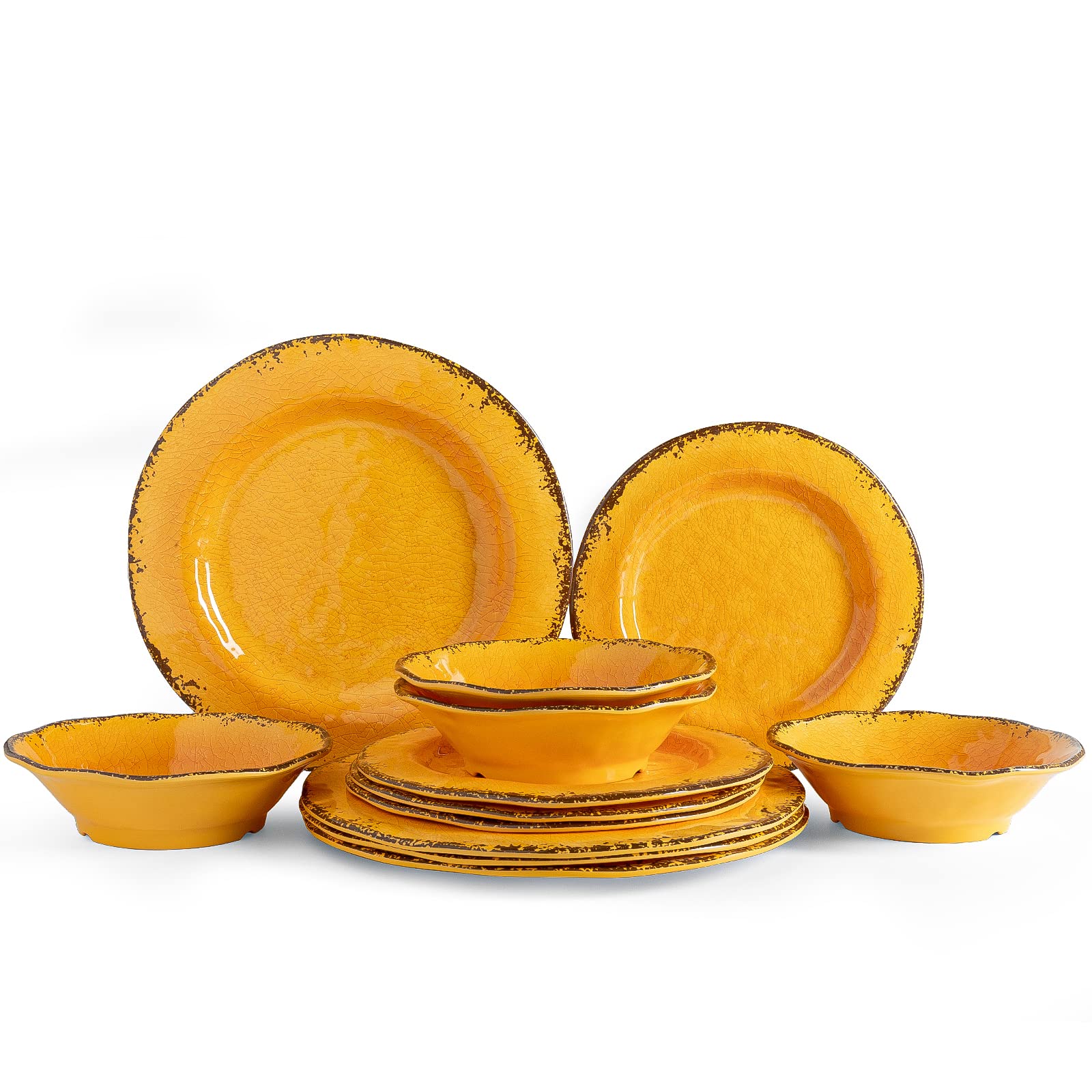 LEHAHA Melamine Dinnerware Sets, Outdoor Use Dinner Plates and Bowls Sets, Great for RVs Camping, Light Weight and Unbreakable 1