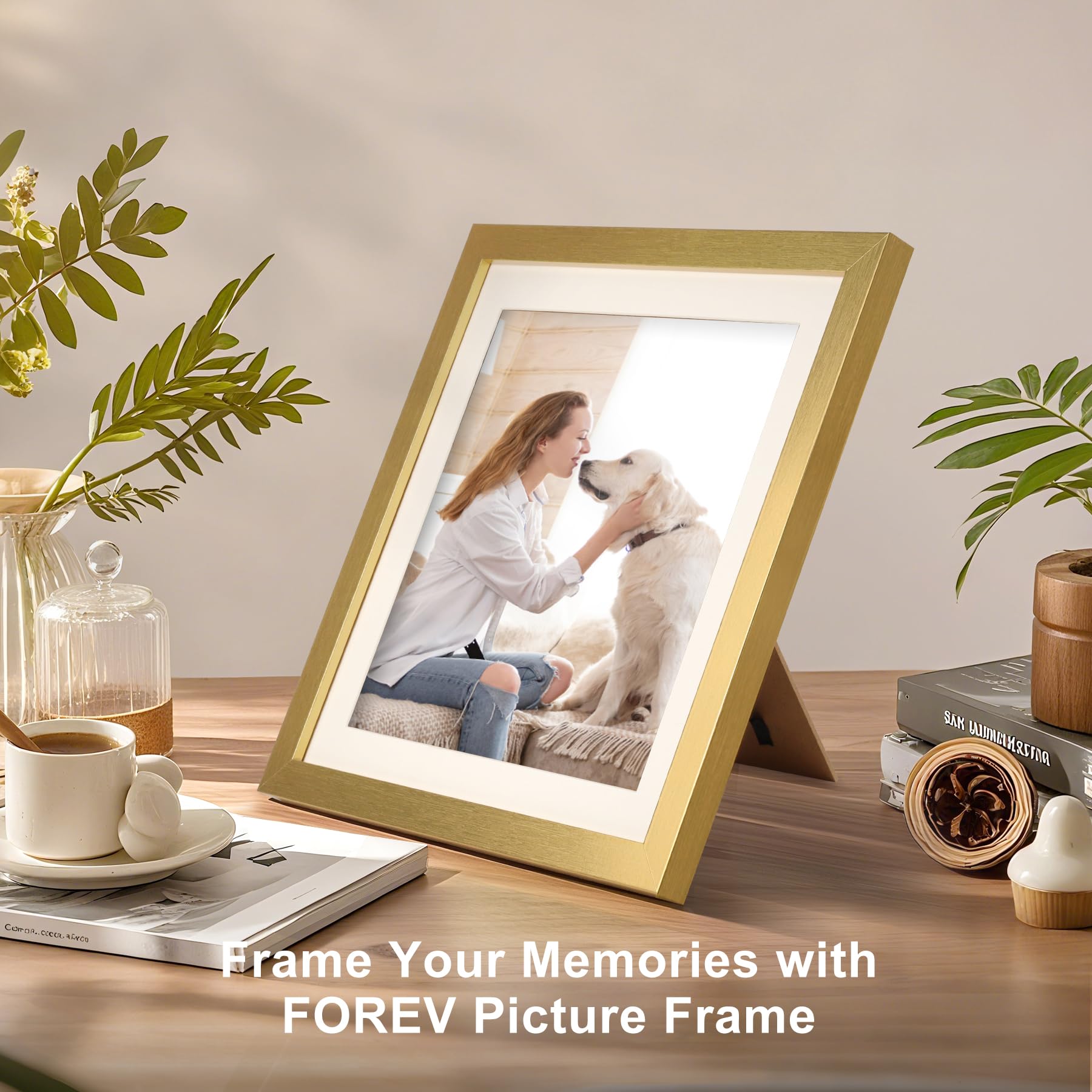 TOFOREVO Picture Frames 10x10 Set of 2 Distressed Gold Wood Grain Photo Frame for Gallery Wall Mounting or Tabletop Display