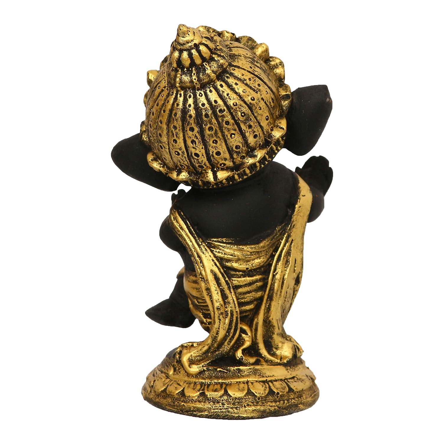 Ecraftindia Golden And Black Polyresin Lord Ganesha Idol Playing Dholak Musical Instrument Decorative Showpiece Ideal For Home,