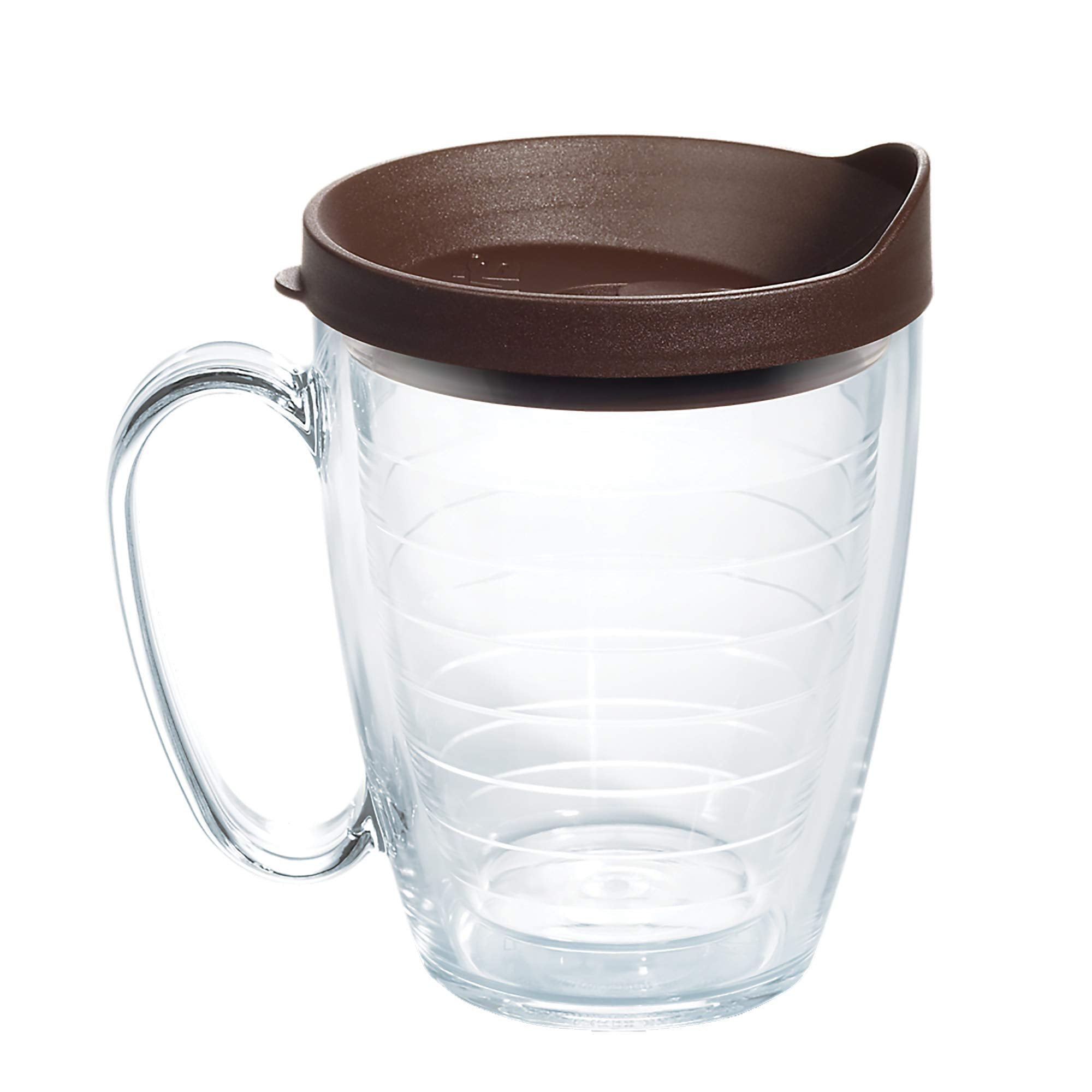 Tervis Clear & Colorful Lidded Made in USA Double Walled Insulated Tumbler Travel Cup Keeps Drinks Cold & Hot, 16oz Mug, Brown L