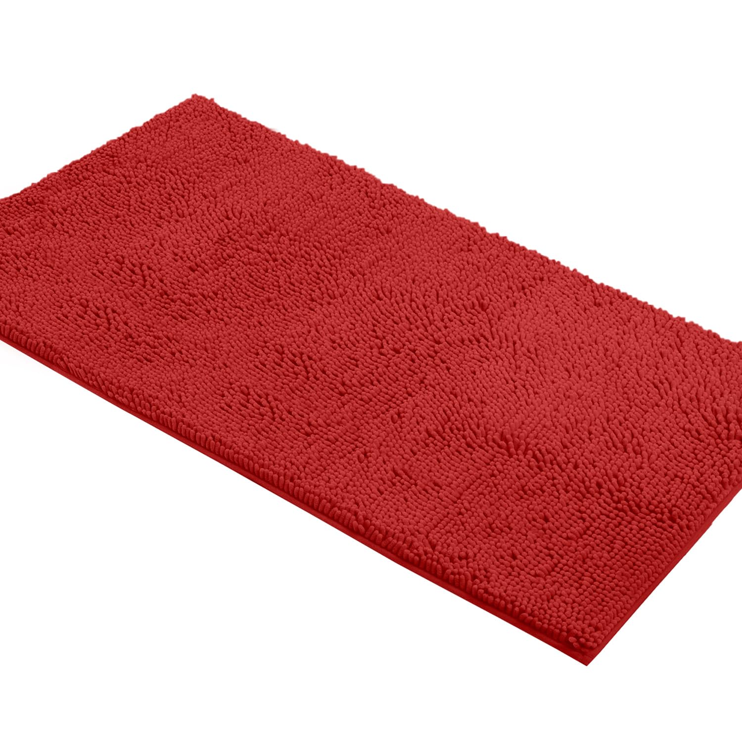 LuxUrux Red Bathroom Rugs Set-Extra-Soft Plush Bath mat Shower Bathroom Rugs,1 Chenille Microfiber Material, Super Absorbent (