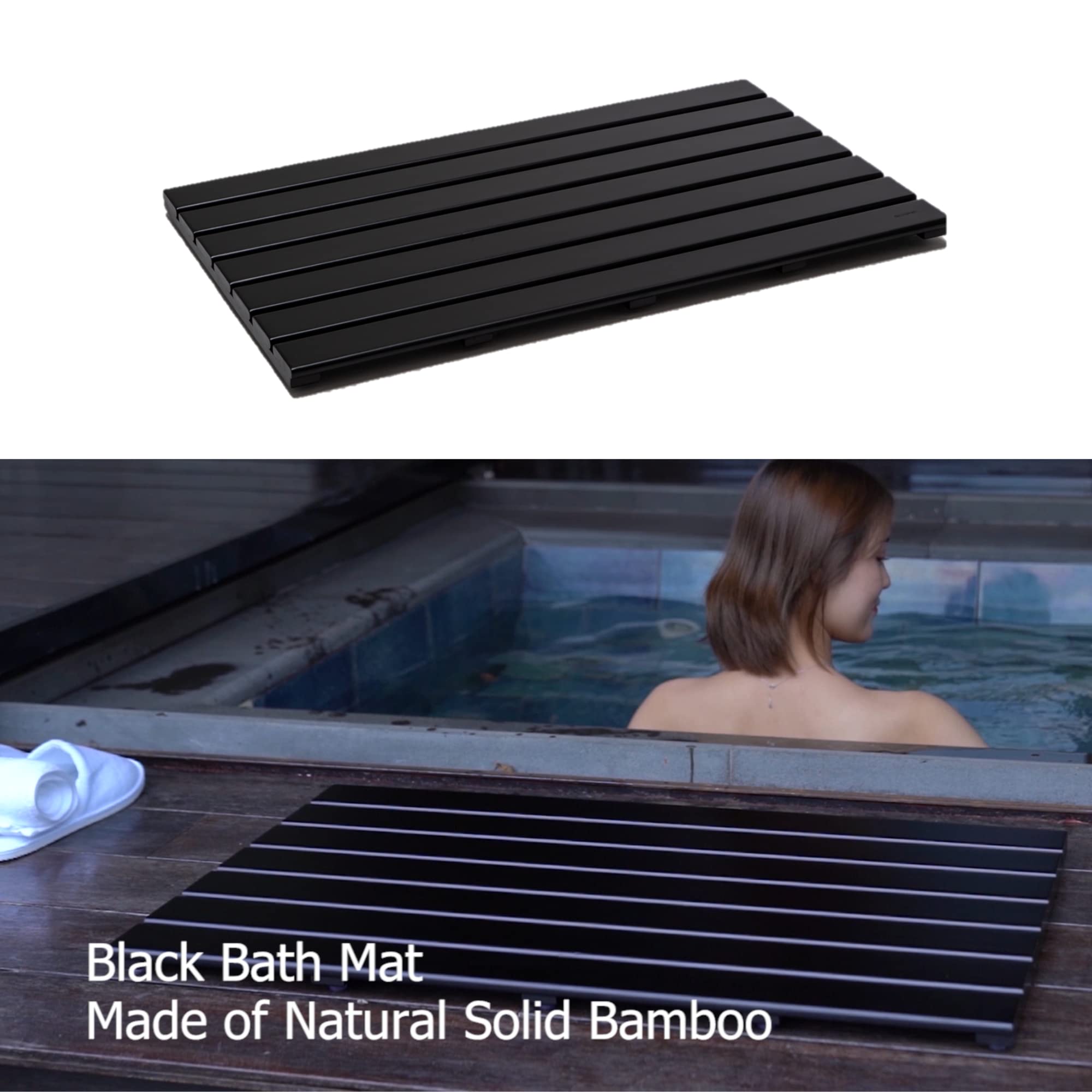 Gobam Bamboo Bath Mat, Extra Large, 31.50 X 18.35 X 1.3 Inches - Non-Slip Floor Mat For Bathroom, Spa, Sauna, Kitchen, Indoor &