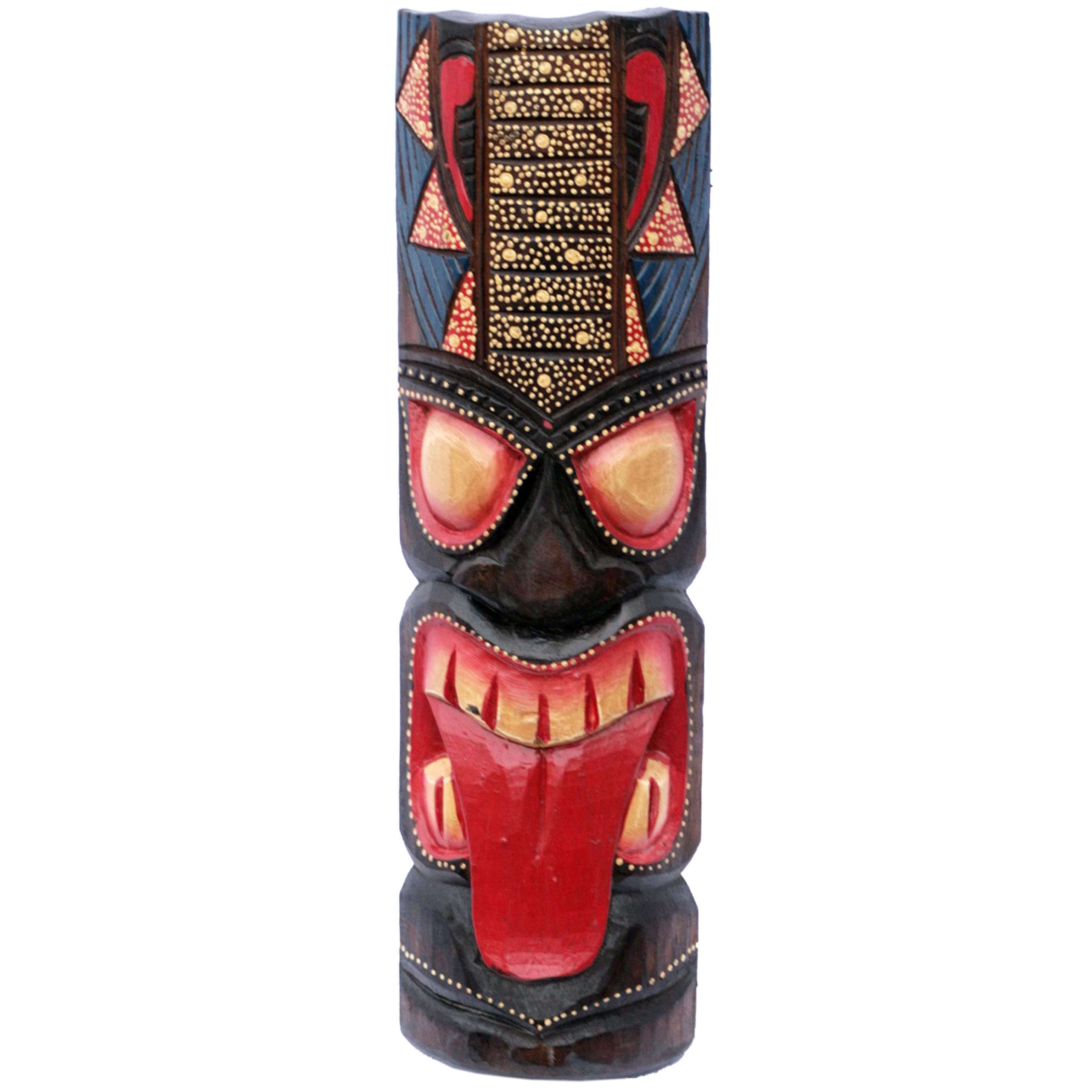 Forever Bamboo Hawaiian Tiki Mask Railroad Dot Art Tongue Wall Decor 20