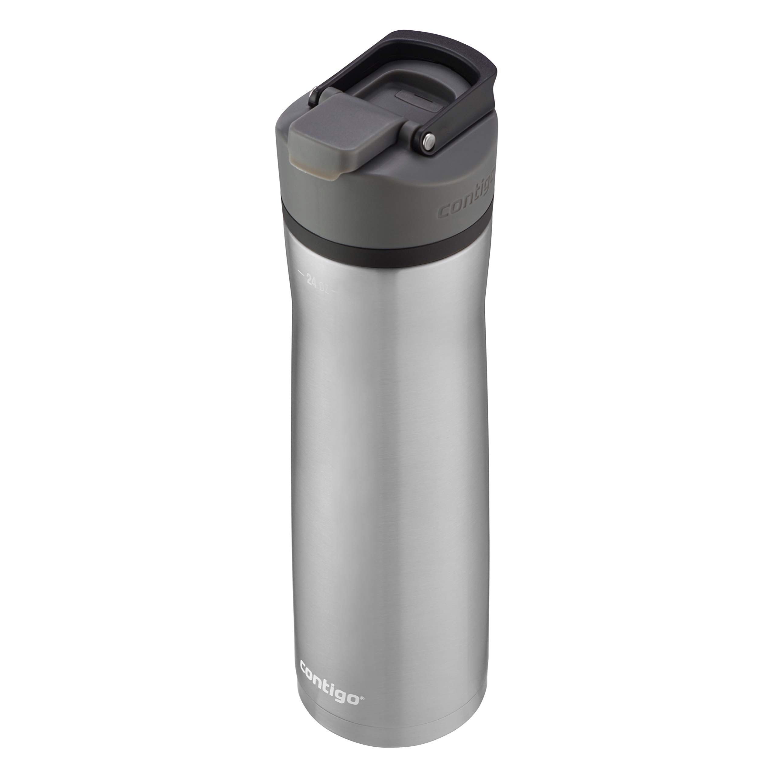 Cortland Chill 2.0 Vacuum-Insulated Stainless Steel Water Bottle, Spill-Proof Sip Technology, Interchangeable Lid, 24Oz, Steel/L