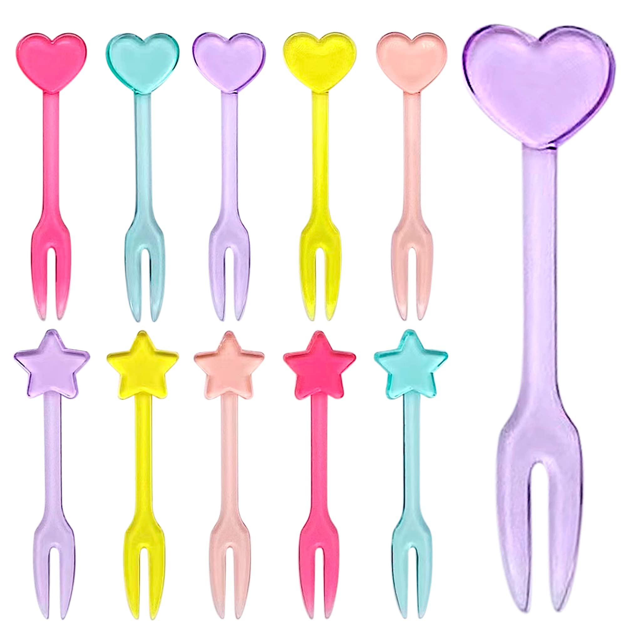 Get Fresh Forks For Kids - 30 - Picks For Kids Fruit Forks Bento Box Picks Reusable Mini Toothpick Sticks Heart Dessert Forks Fo