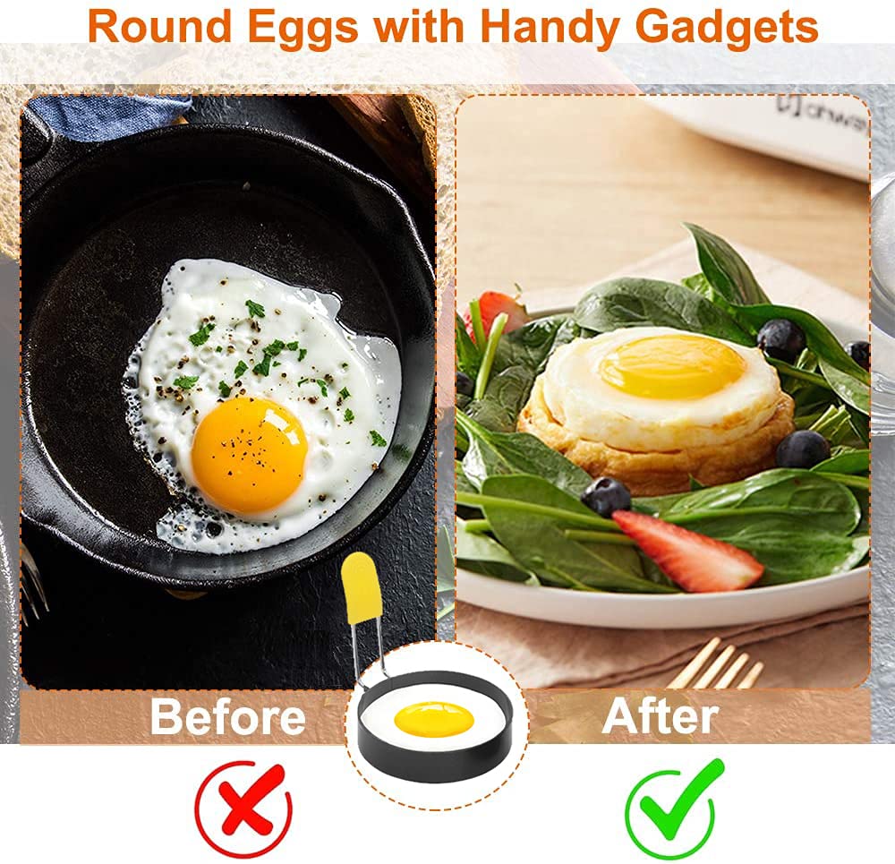 2 Pack Round Egg Rings For Frying Eggs And English Muffins, Nonstick Circle Ring Mold For Cooking Breakfast Sandwich Burger