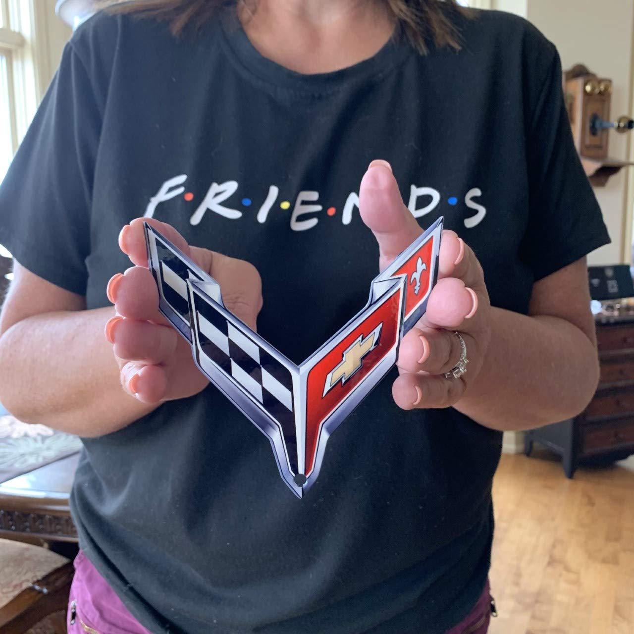 C8 Corvette Crossed Flag Metal Magnet Emblem Art Size: 4.5'' X 4.5'' Tool Box Cross Flag 2020 And Later