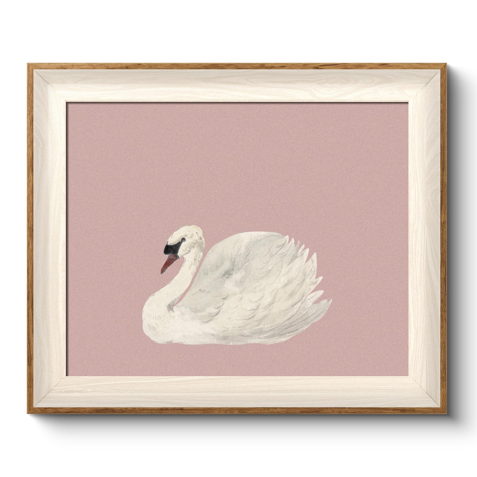 VIYYIEA Framed Wall Art for Living Room, Swan Canvas Prints, Pink Home Decor, Animals Painting Picture, Bathroom Wall Decor Gift