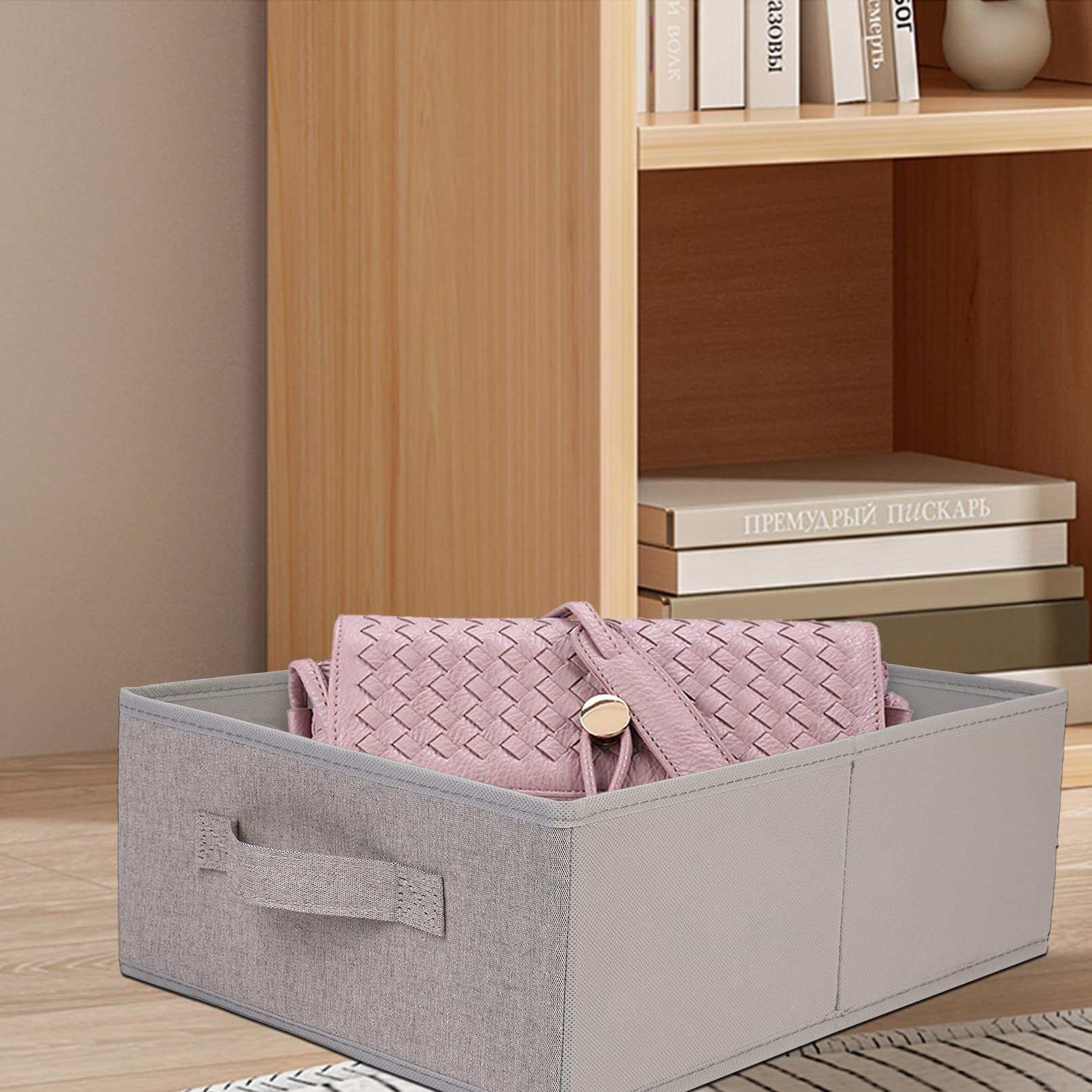 Jakago Fabric Storage Bins Set Of 4 Rectangle Storage Baskets With Handle Foldable Closet Organizer For Clothes Towel Toys Books