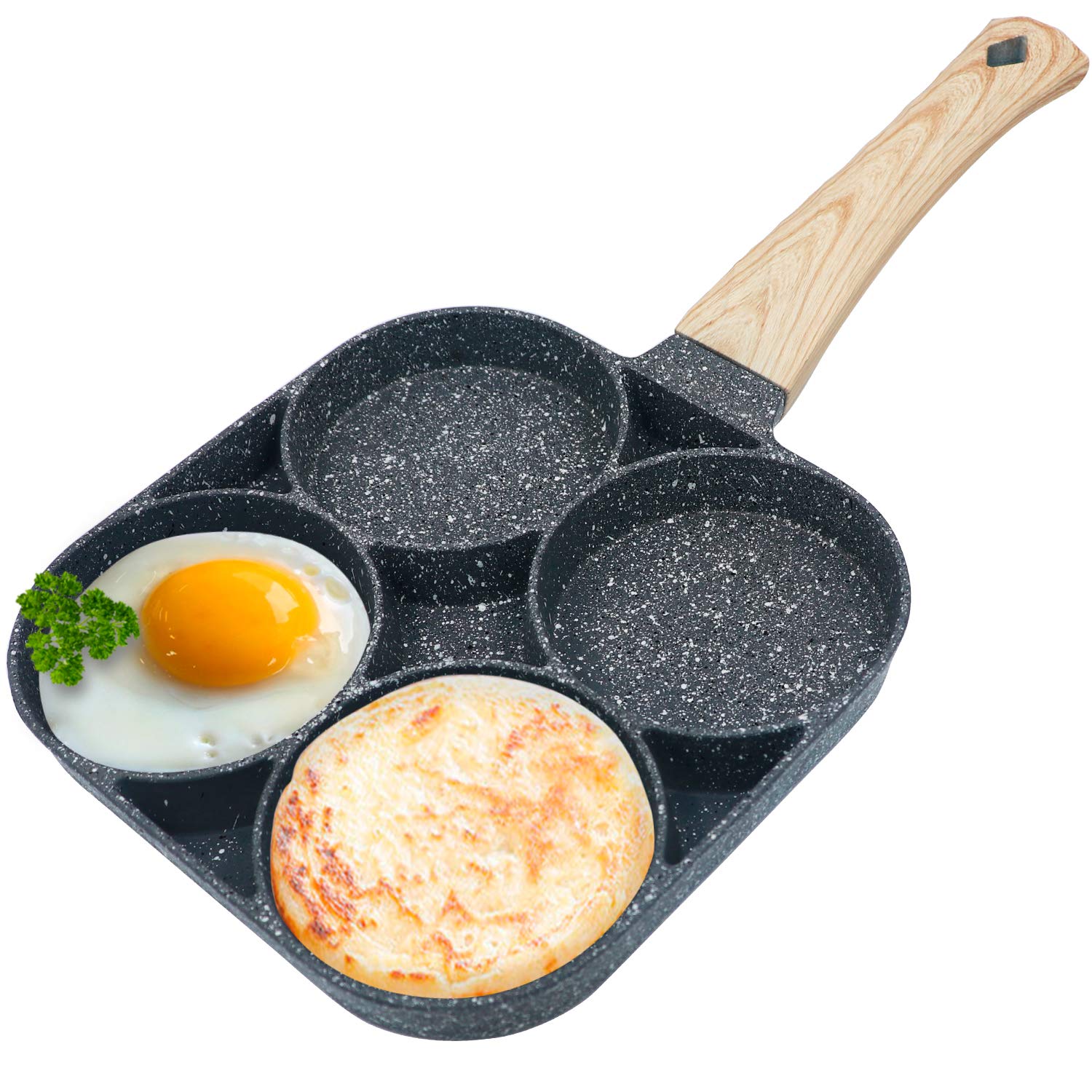 Iaxsee Egg Frying Pan Nonstick Pancake Pans 4-Cups Cookware Pancake, Omelette Pan Aluminium Alloy Egg Cooker