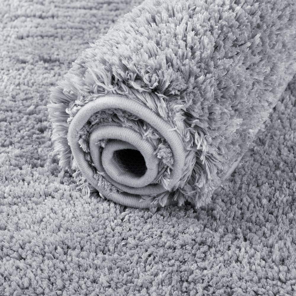 Walensee Shaggy 2 Piece Bath Rug Set, (20 X 32, 2 Pack Set, Grey) Bathroom Rug Set Bath Mats For Bathroom Machine Wash/Dry Absor