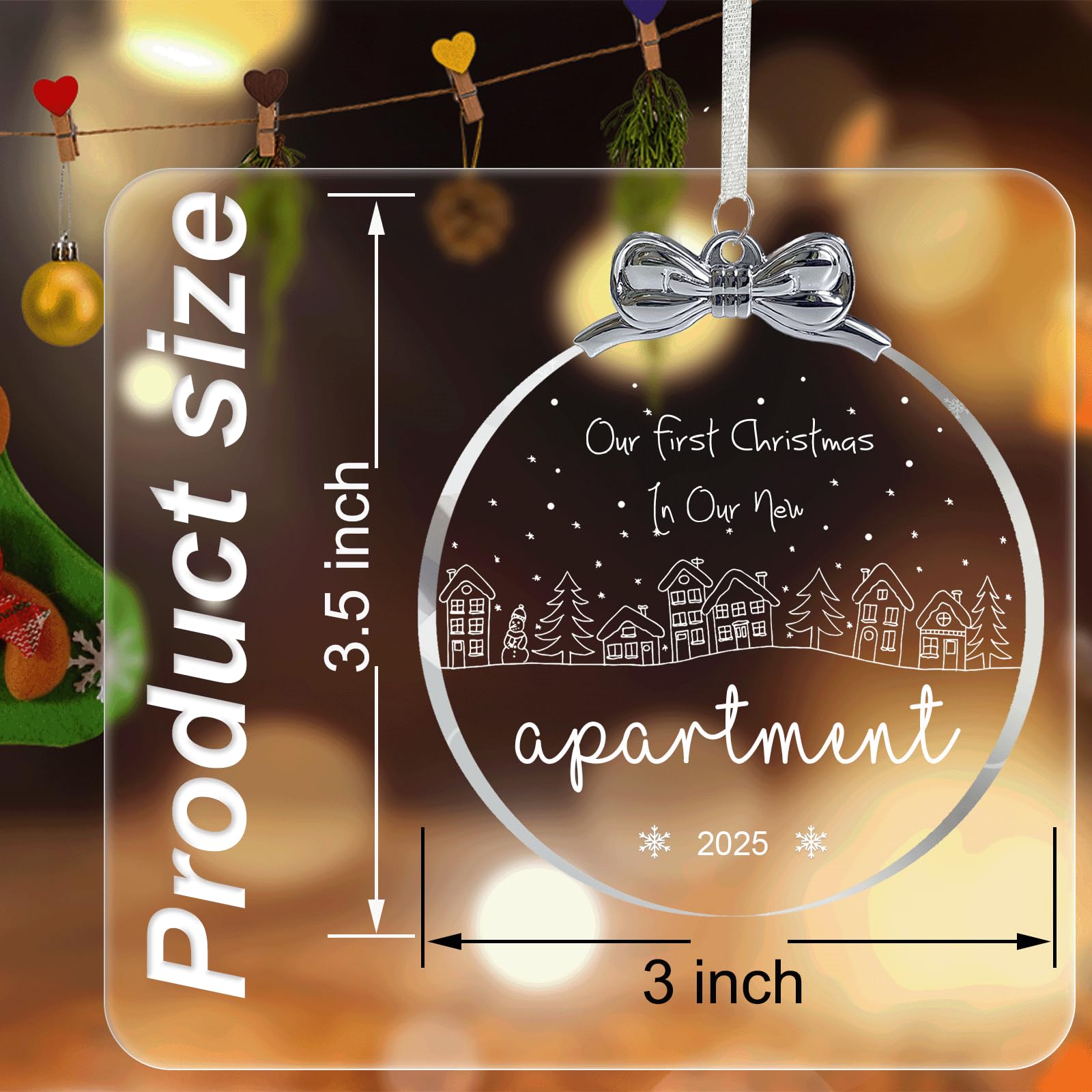 First Apartment Ornament 2025, Our First Christmas in Our New Apartment Gifts Ideas, New House Apartment D  cor with Glow in The