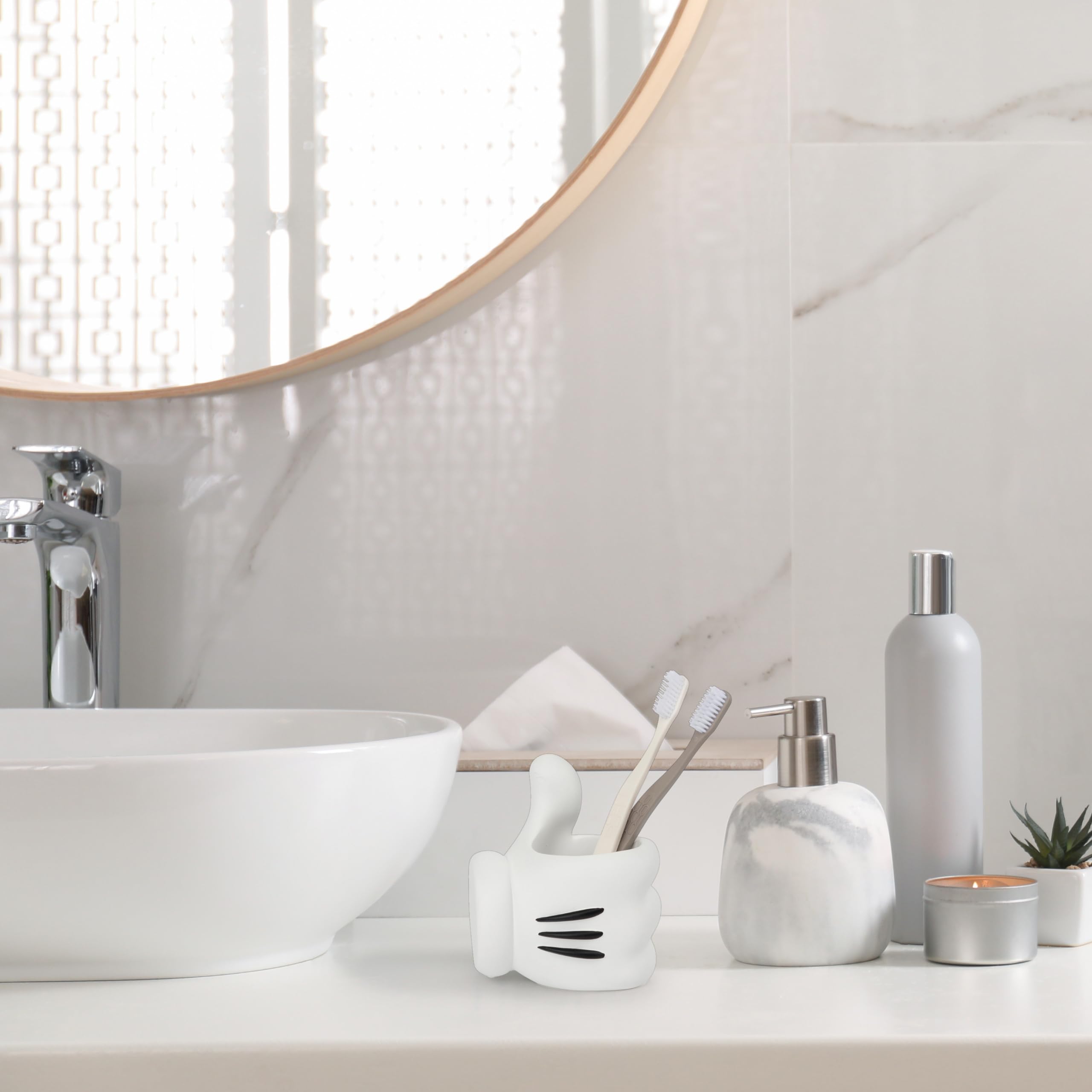 Disney Mickey Mouse Bathroom Tumbler - White Resin Toothbrush/Pen Holder - Bathroom D  Cor