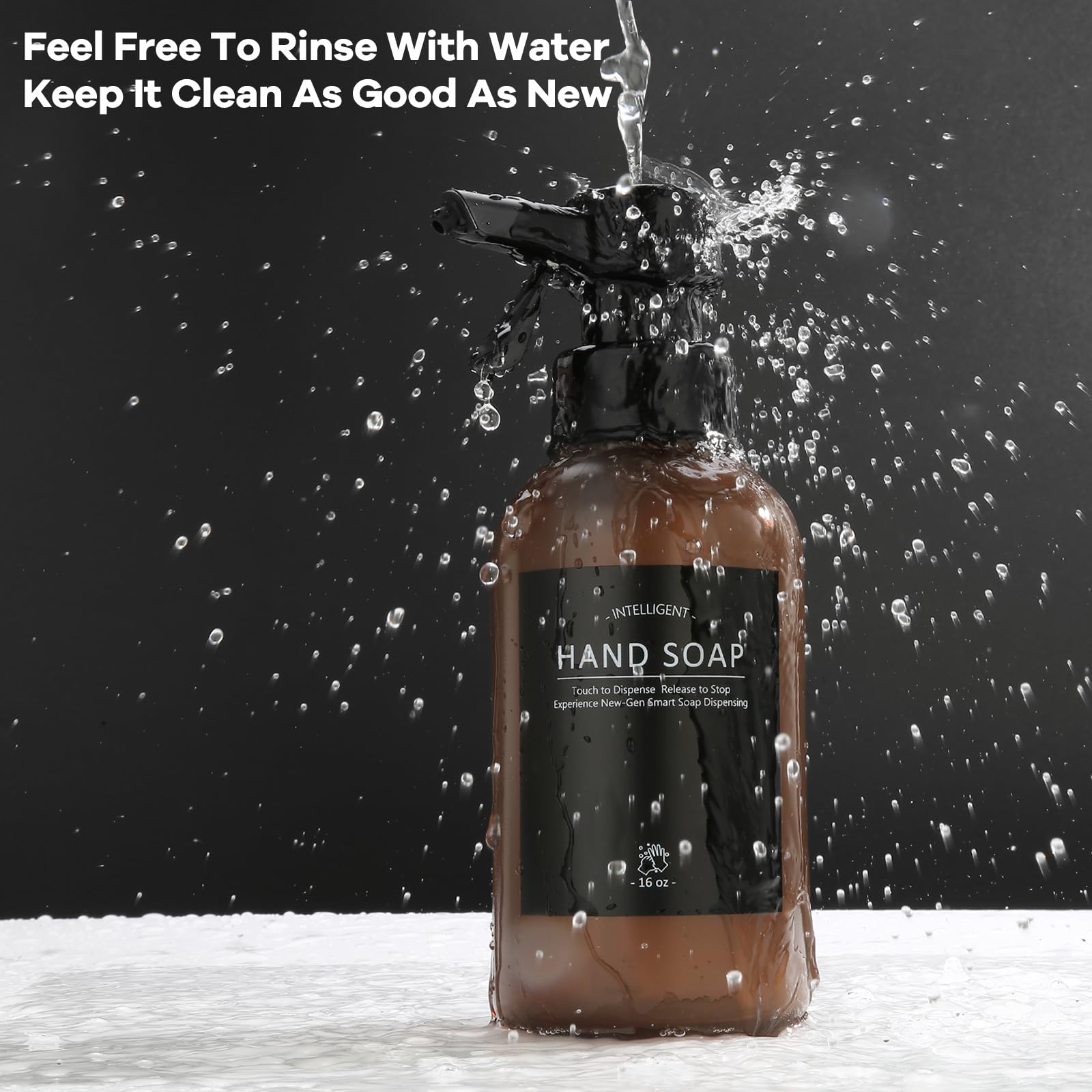 Automatic Soap Dispenser Liquid For Bathroom: 16 Oz Touch Dispense Plastic Amber Modern Auto Large Soap Dispenser For Kitchen -