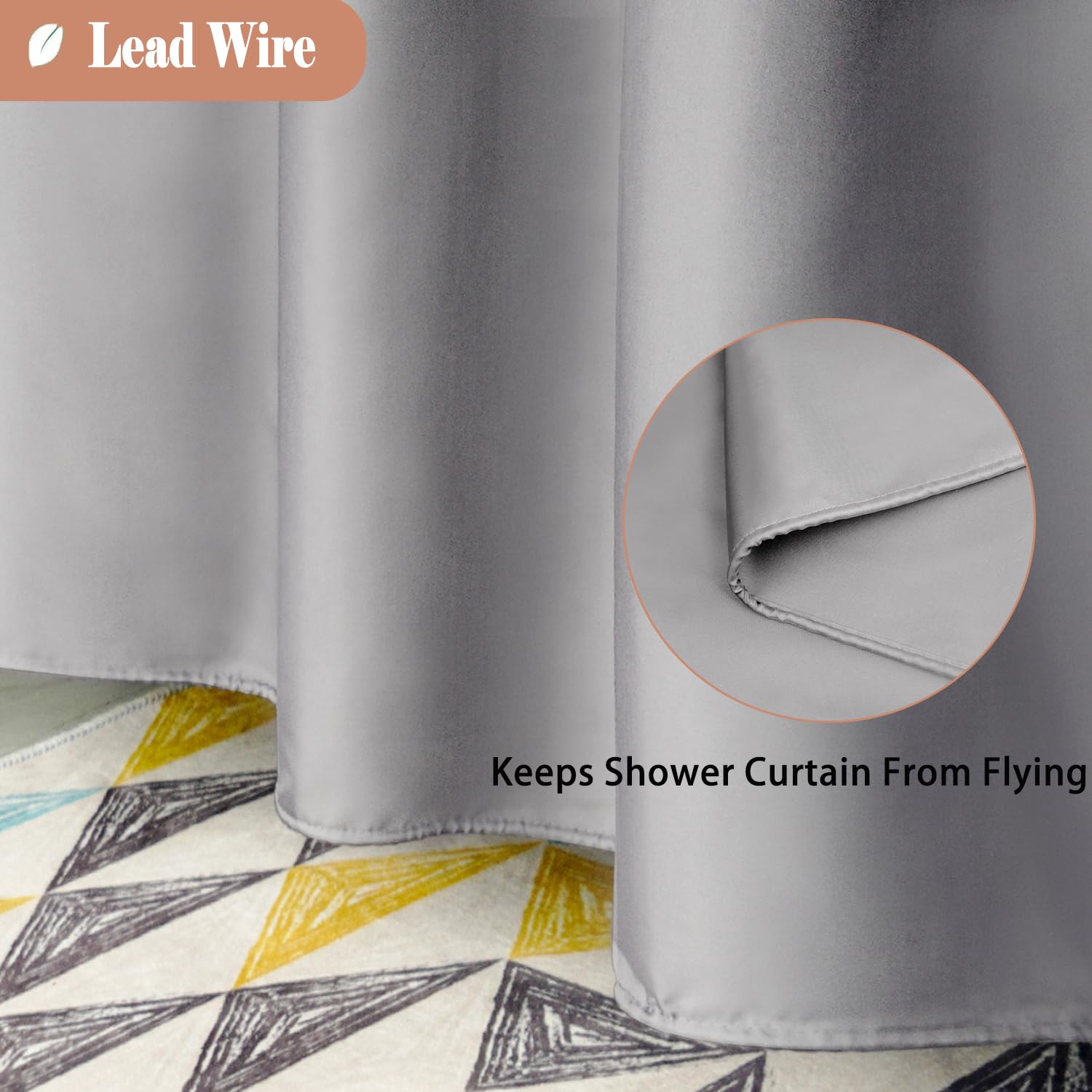 UFRIDAY Extra Long Shower Curtain 84 inch Light Grey and White Fabric Polyester Bathroom Curtain Liner with Mesh Filtering Window and Weighted Bottom Hem  Machine Washable  Extra Long  72 x 84 Inches