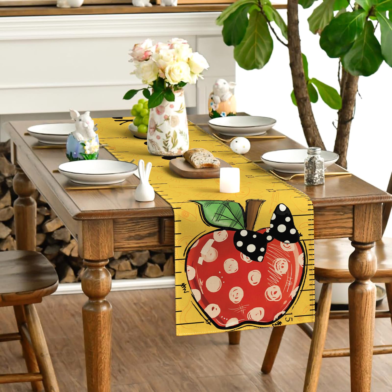 Back To School Decorations Back To School Table Runner First Day Of School Table Cover Apples Colorful Crayons Back To School De