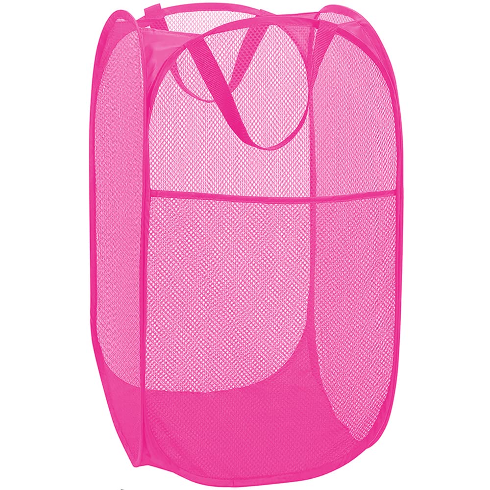 Deluxe Strong Mesh Pop Up Laundry Hamper Basket With Side Pocket For Laundry Room, Bathroom, Kids Room, College Dorm Or Travel B