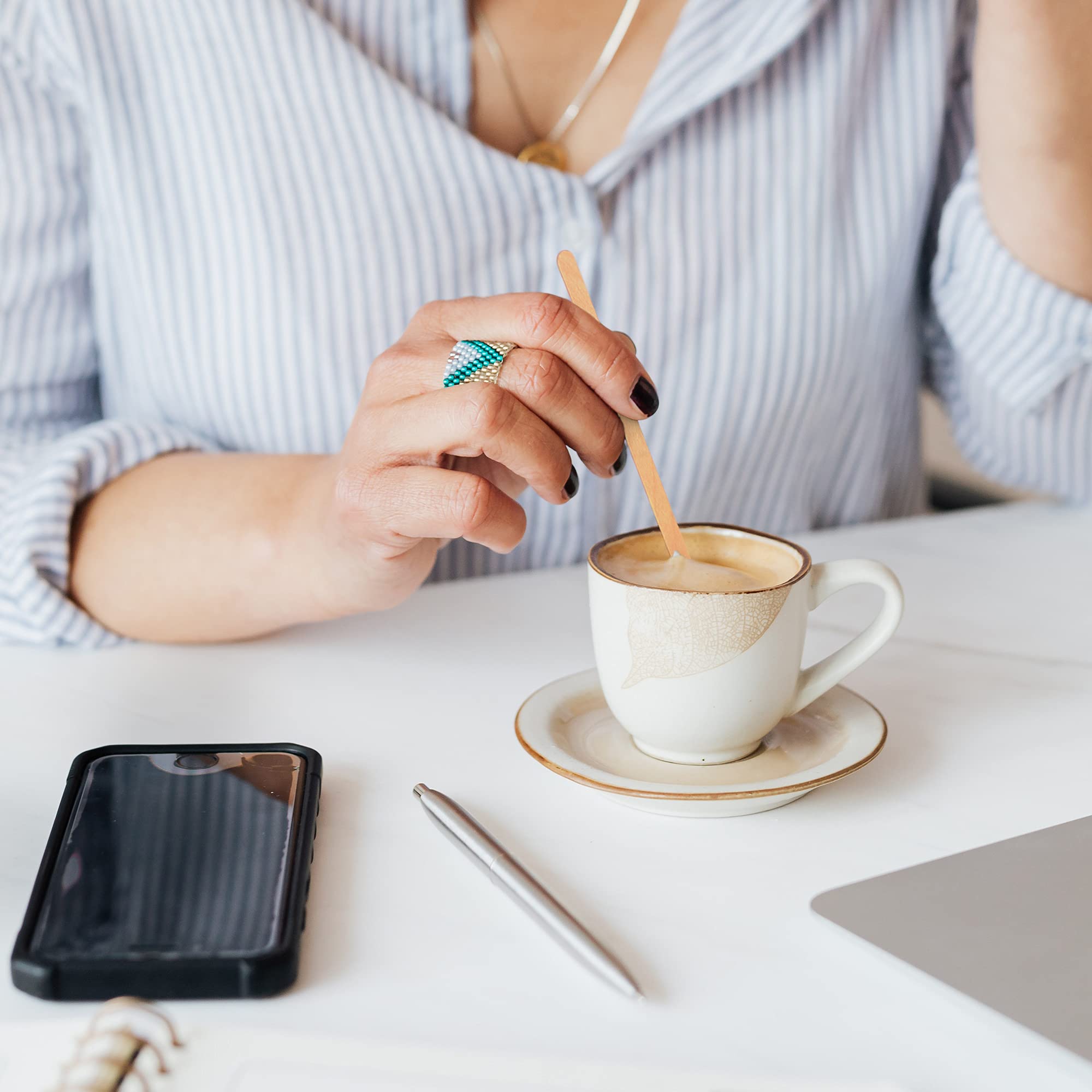 500 Pcs 7.5 Inch Paper Wrapped Coffee Stirrers  Individually Wrapped Coffee Stirrers  Wrapped Stir Sticks Disposable Wood Coffee Sticks for Coffee  Tea Gifts