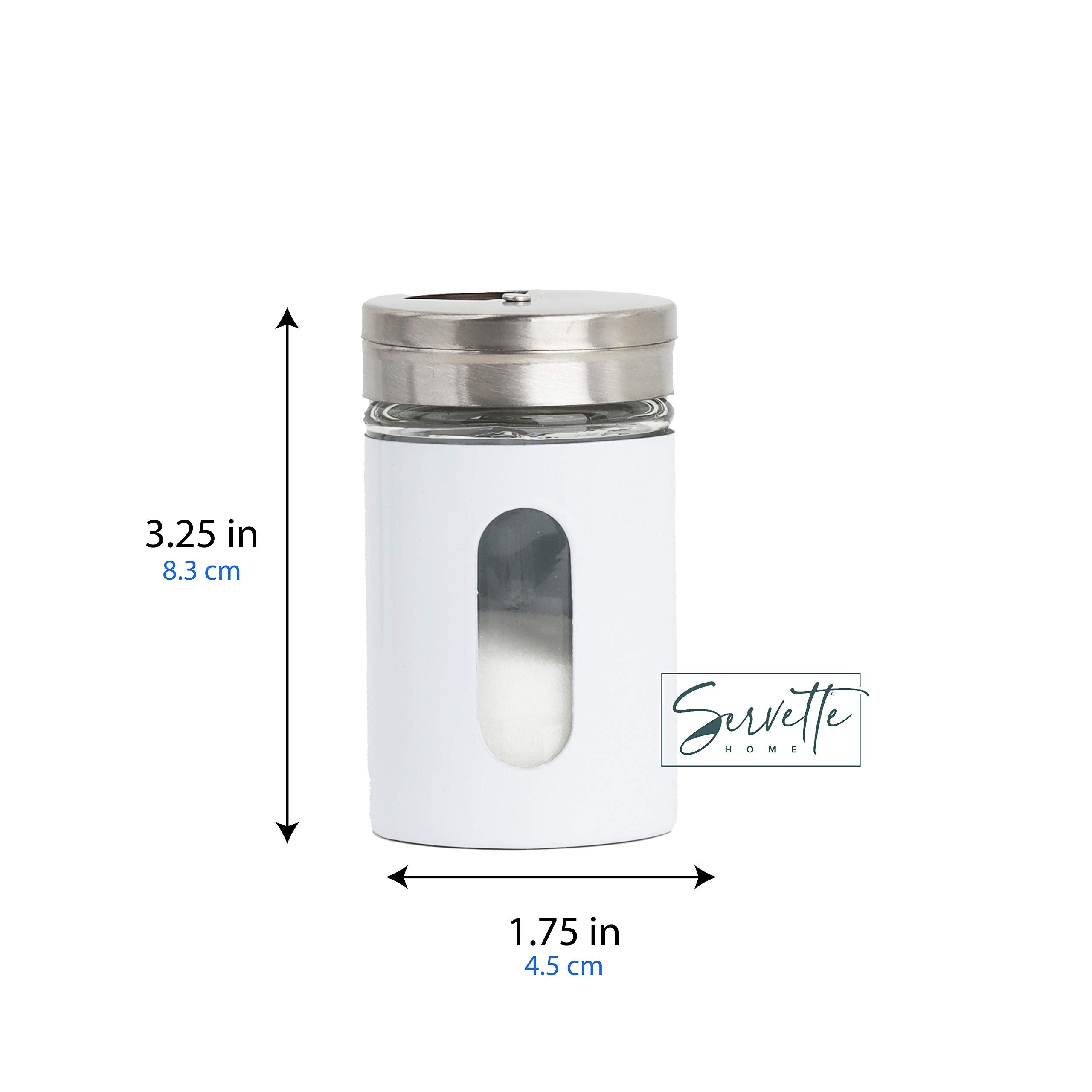 White Salt Pepper Shakers Retro Spice Jars Glass - Set Of 2