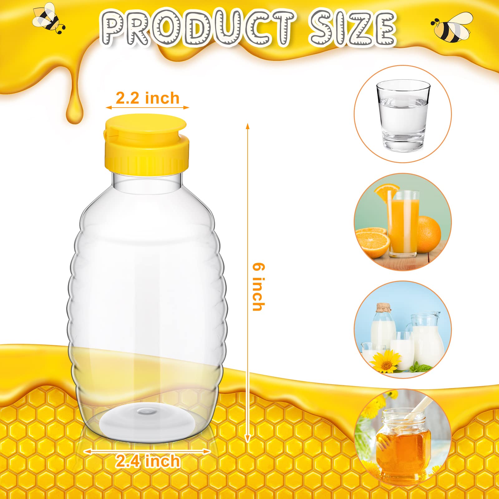 24 Pcs Clear Plastic Honey Bottles Plastic Skep Style Jar Honey Squeeze Bottle Empty Refillable Honey Dispenser With Flip Top Li