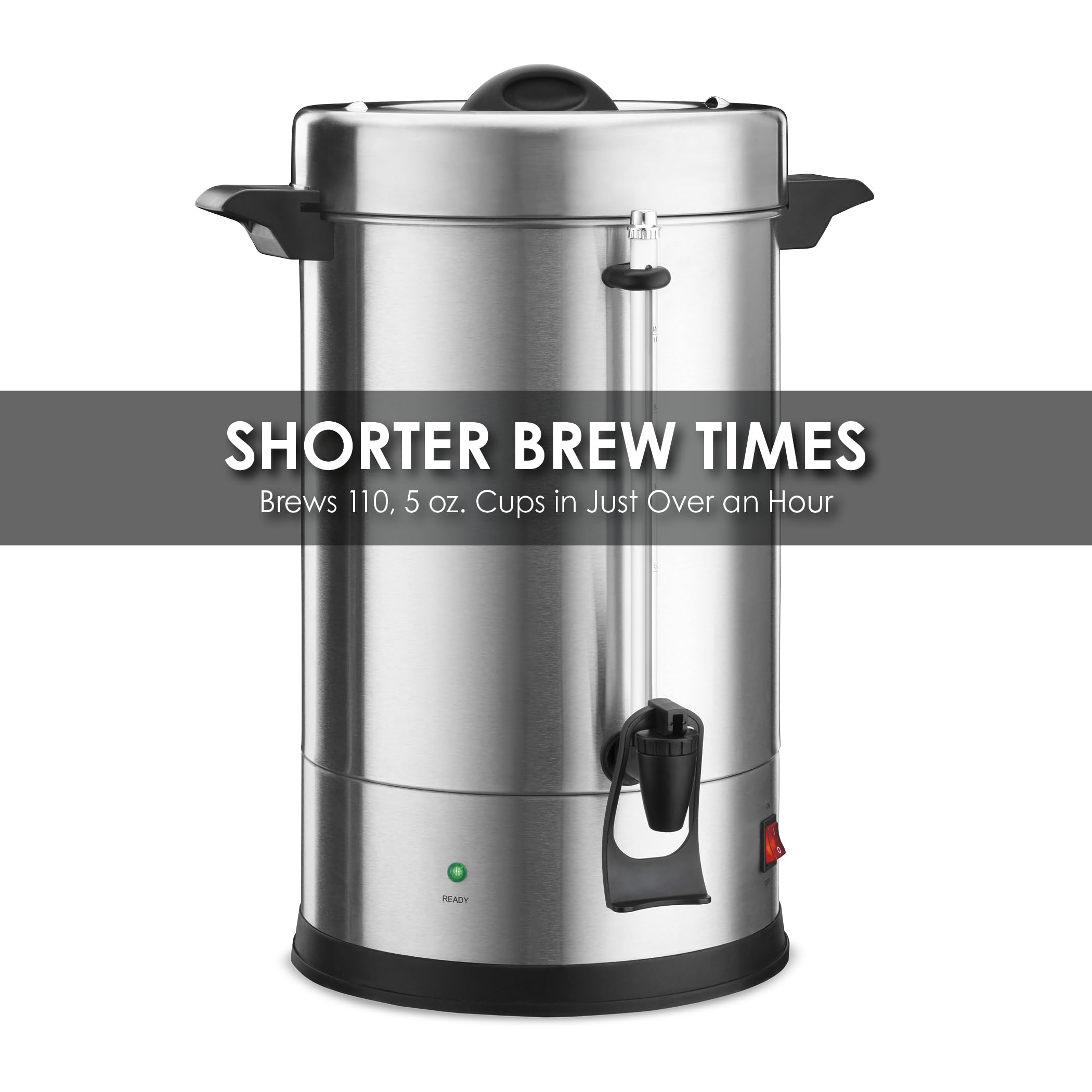 Waring Commercial Wcu110 Coffee Urn, 110 Cup Capacity, Stainless Steel , 1500W, 120V, 5-15 Phase Plug, Silver