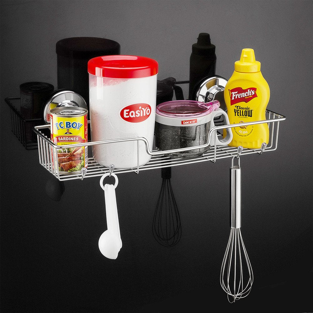 Sanno Suction Cup Shower Caddy With Hooks,Powerful Suction Cup Bathroom Shower Caddies,Bath Shelf Storage Combo Organizer Basket
