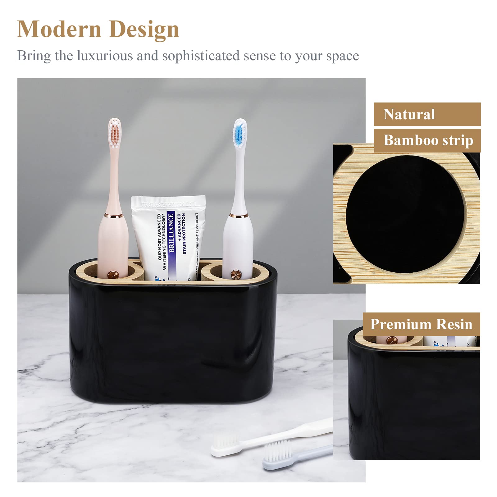Shinowa Toothbrush Holder Premium Toothbrush Organizer Bathroom Storage Organizer for Electric Toothbrush  Toothpaste  Razor  comb - Black  (SNWYSJSZZP)