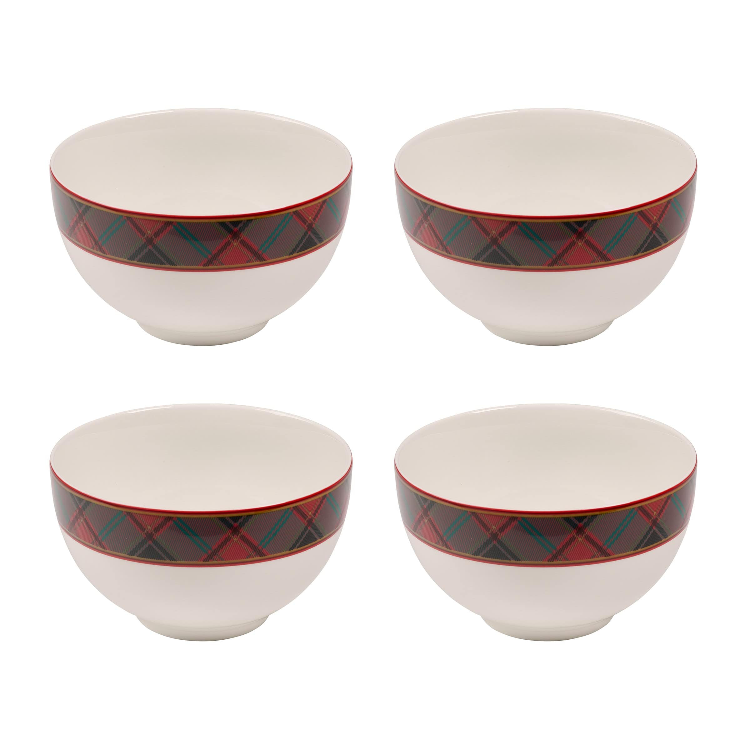 Spode Christmas Tree 6-Inch Rice Bowl, Set of 4 - Round Bowls for Soup, Stews, Frozen Meals, & Sticky Rice - Christmas Tableware