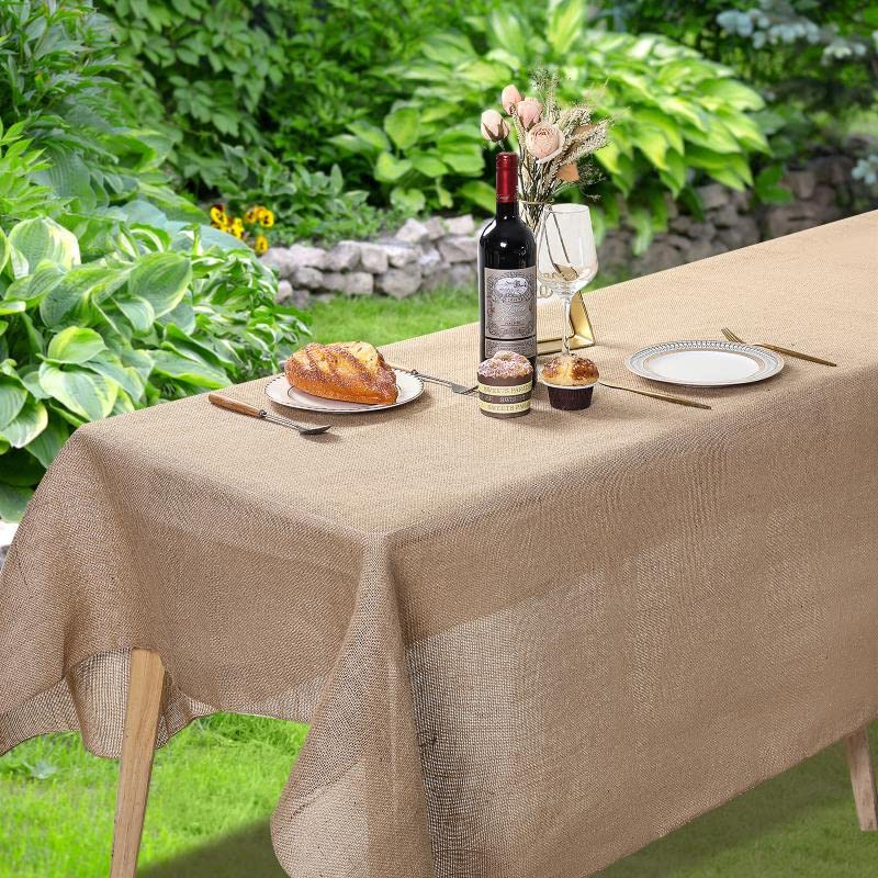 Artofabric Natural Burlap Tablecloth 60 Inches X 108 Inches