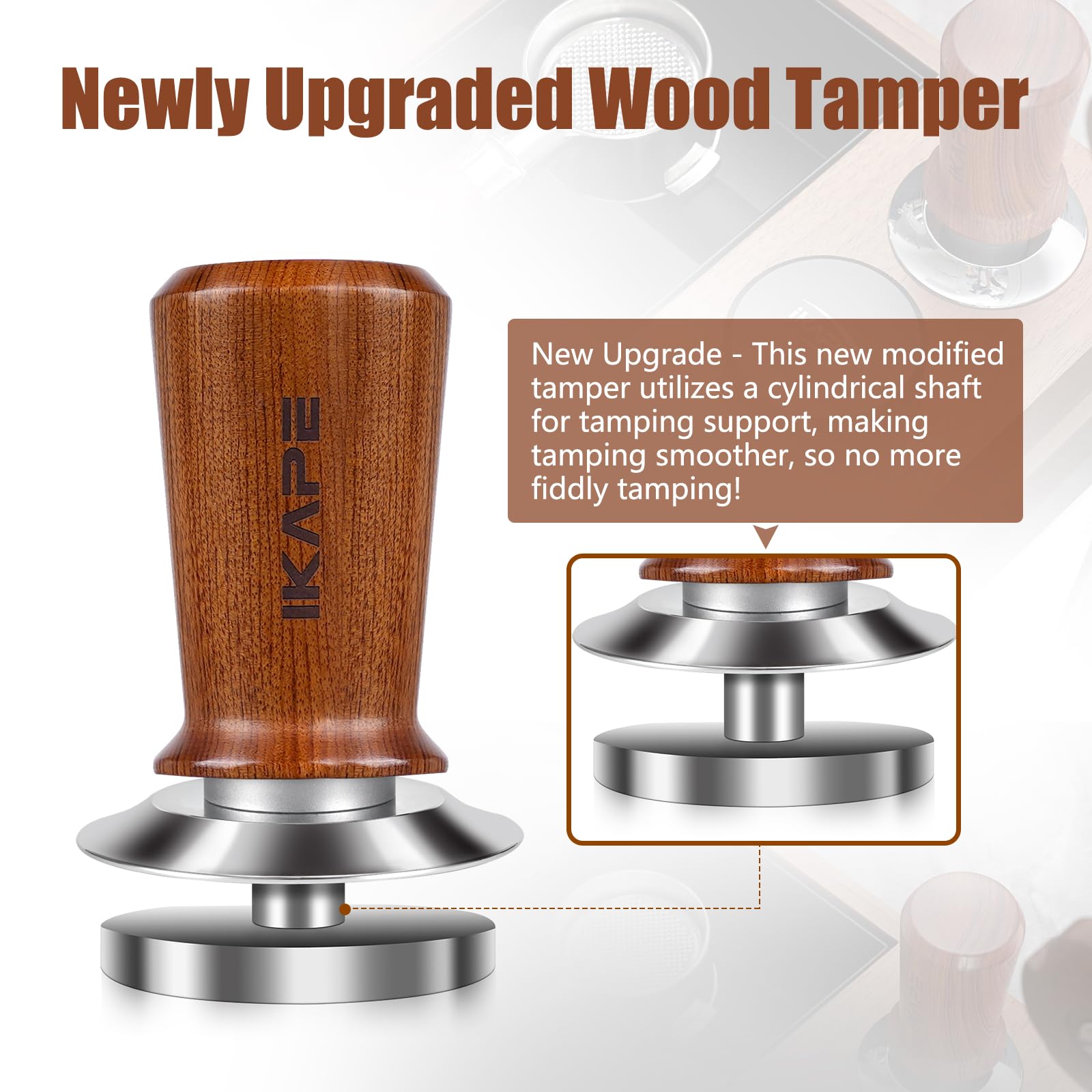 Ikape 53.3Mm Espresso Coffee Tamper, Spring-Loaded Calibrated Tamper With Premium Stainless Steel, Newly Upgraded Walnut Tamper