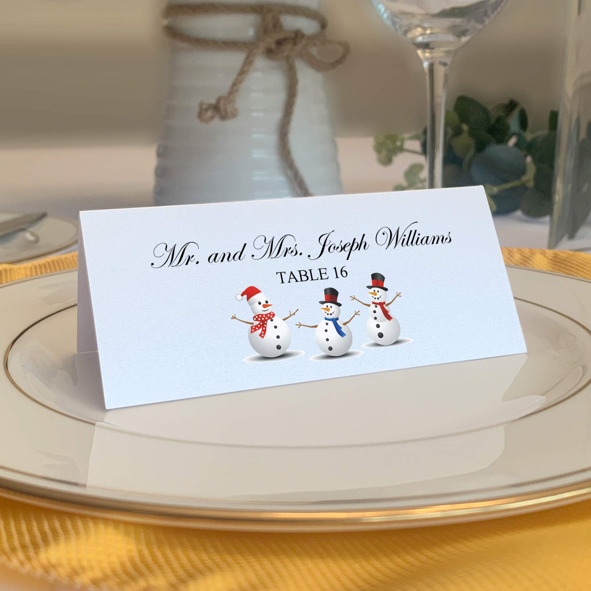 Holiday And Winter Snowman Printable Place Cards, Set Of 60 (10 Sheets), Laser & Inkjet Printers - Wedding, Party, Dinner, And S