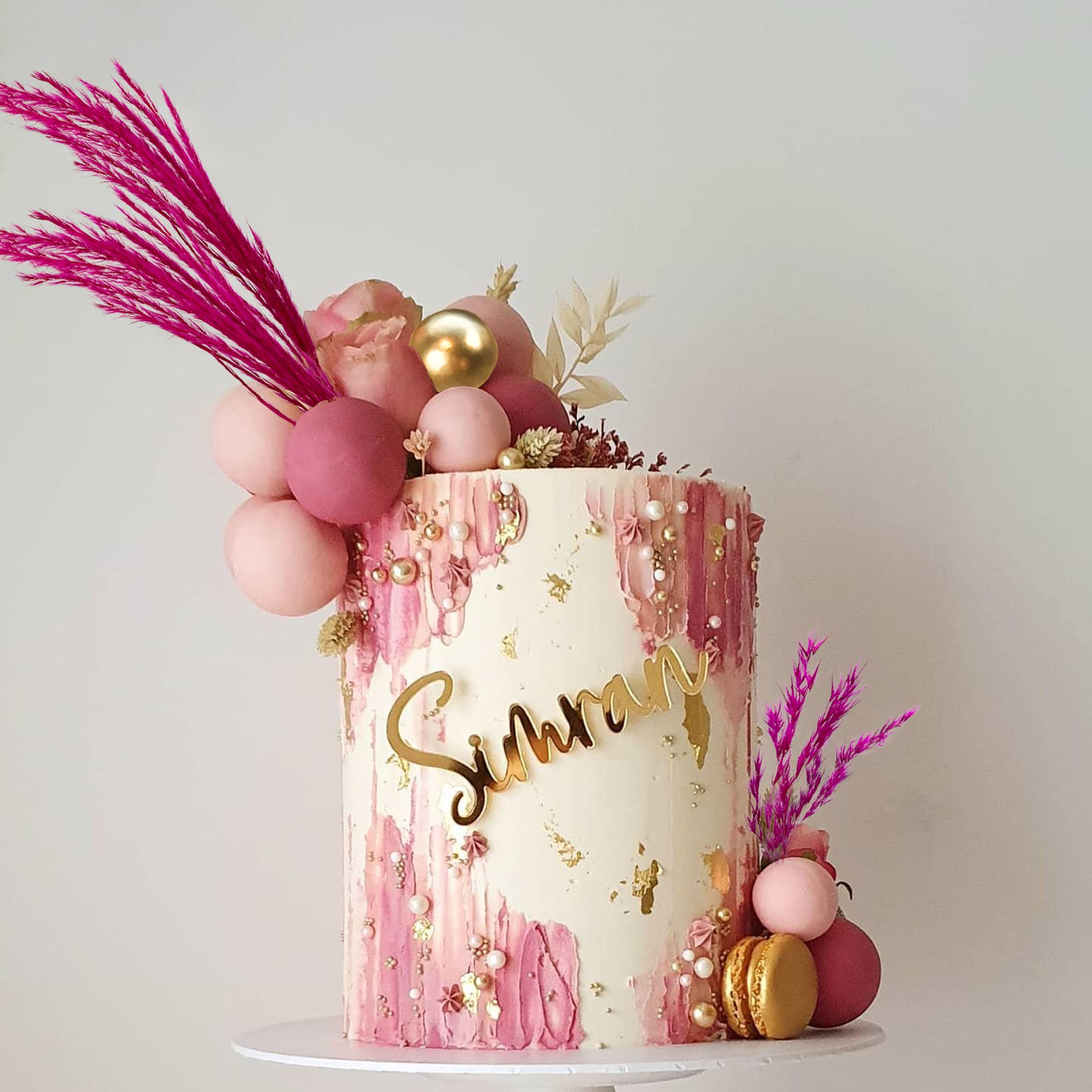 50 Pcs Boho Mini Balls Cake Toppers Various Dried Pampas Grass Cake Decor Bunny Tails White Brown Pampas Grass For Boho Home Wed