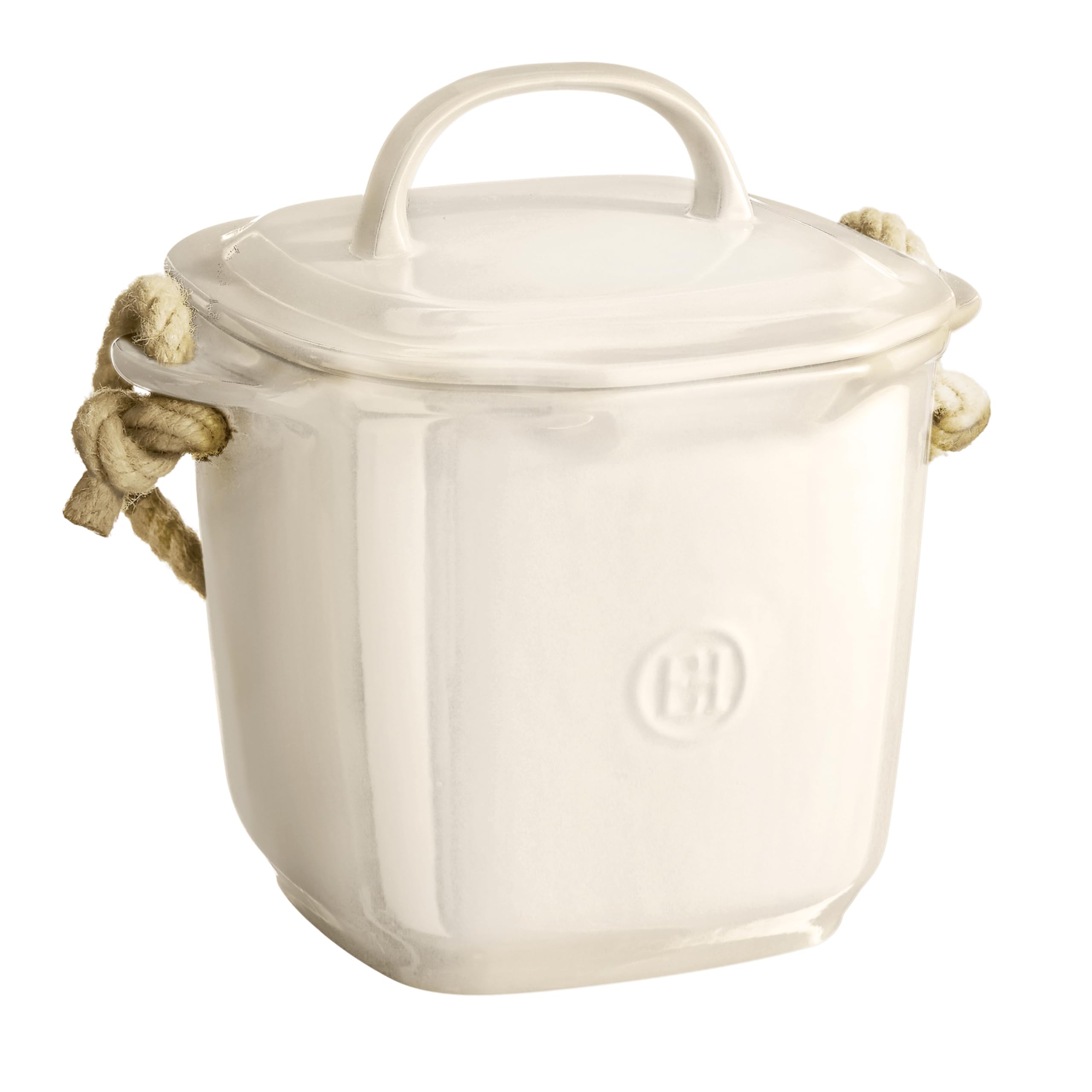 Emile Henry Made in France Ceramic Compost BIN. 9.85 x 8 x 9.5 / 4.2 qt, Clay