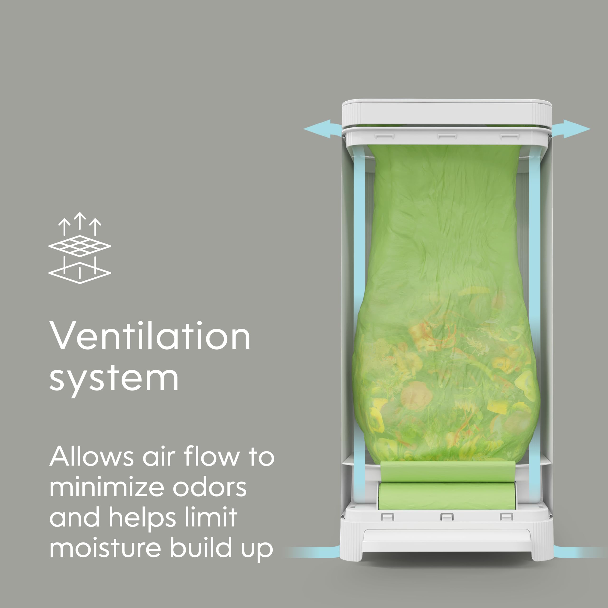 Compost Genie Kitchen Compost Bin, White Stainless-Steel Large, 3.6 Gallon, Indoor Odorless Composting, Hands-Free, Washable Par