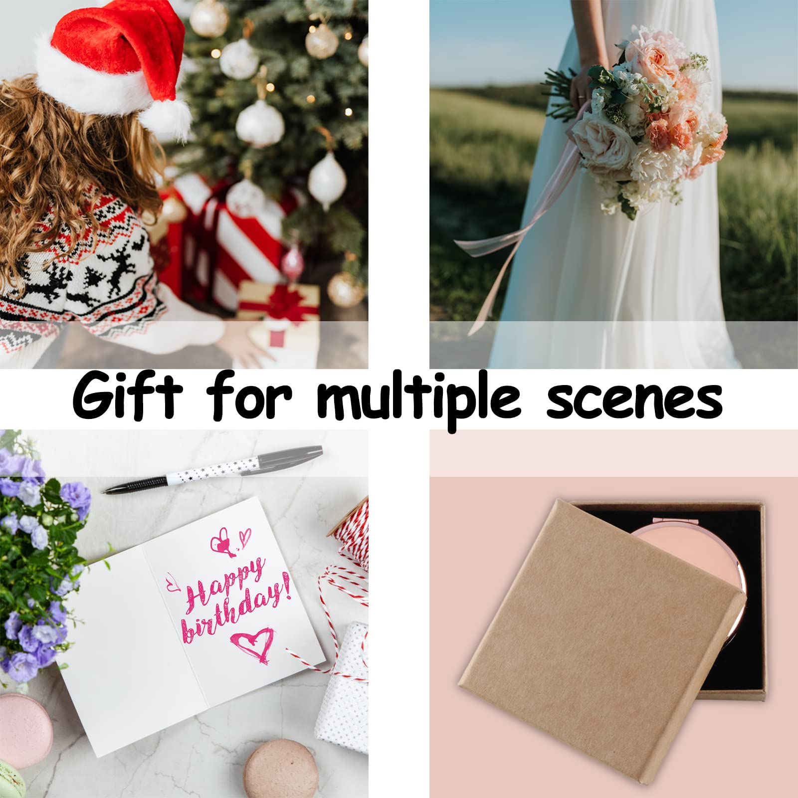 Cawnefil 50th Birthday Gifts for Women Rose Gold 2.6 L x 2.6 W Compact Makeup Mirror, 50th Birthday Gift for Women, Double-Sided