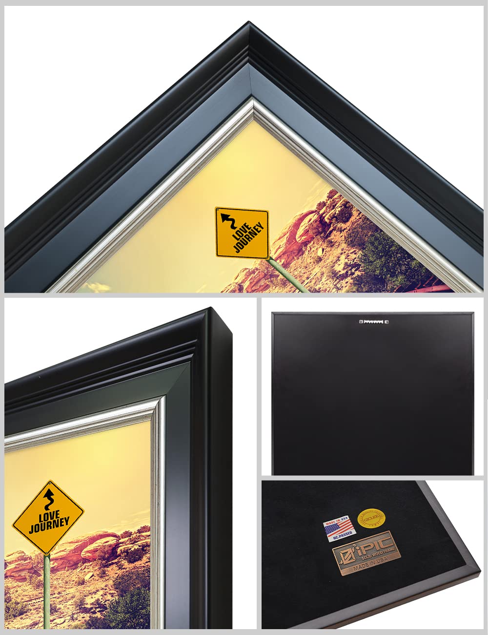 Ipic - Love Journey Personalized Framed Wall Art With Names And Date On, Giclee Prints Framed With Solid Wood, Custom Memorial G