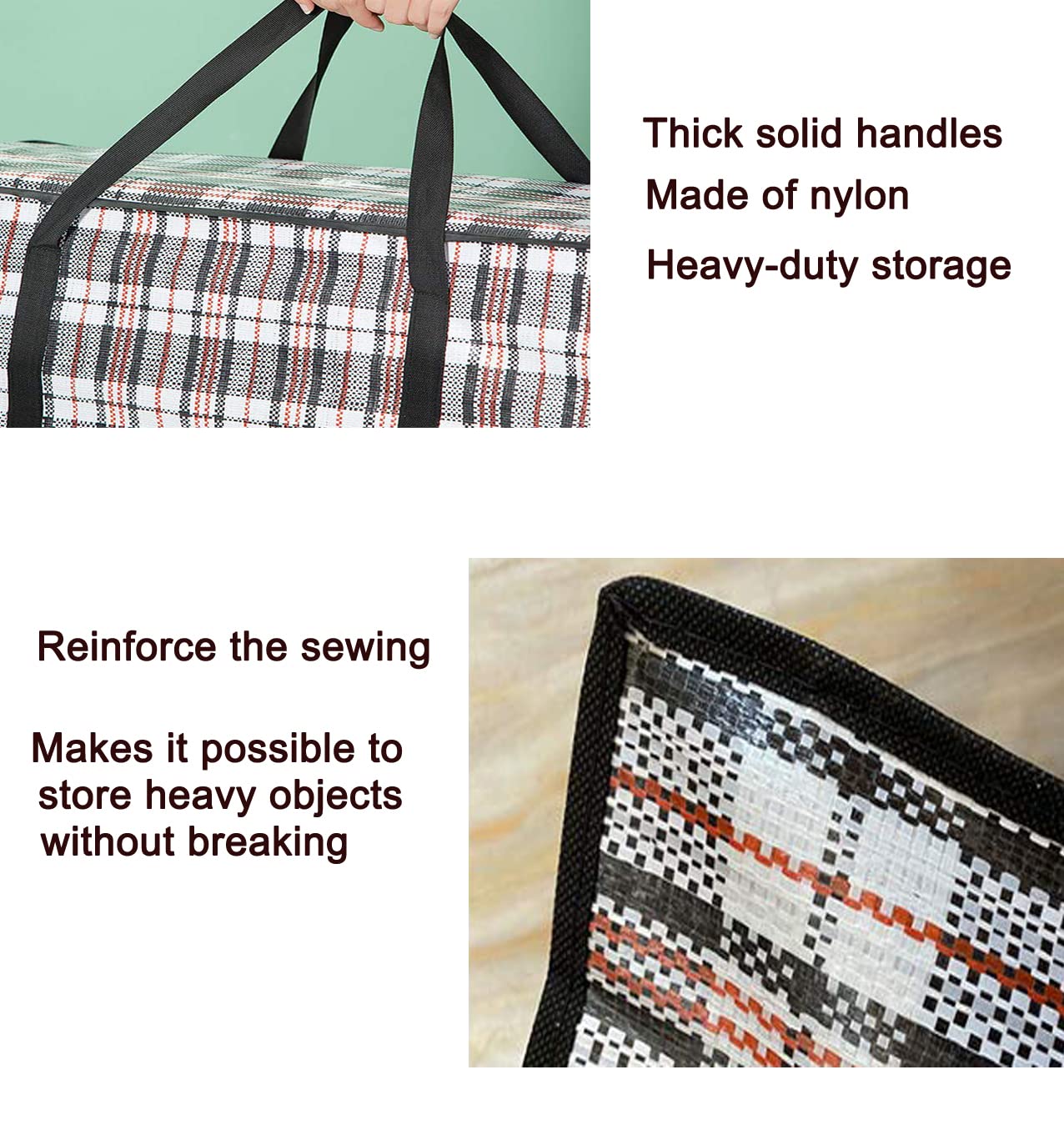 Heavy Duty Large Moving Bags  90L Big Organizer Storage Bags With Durable Zipper  Water Resistant Totes  Carrying Bag  Camping Bag for Clothes  Bedding  Comforter  Pillow  Moving(Set of 4)