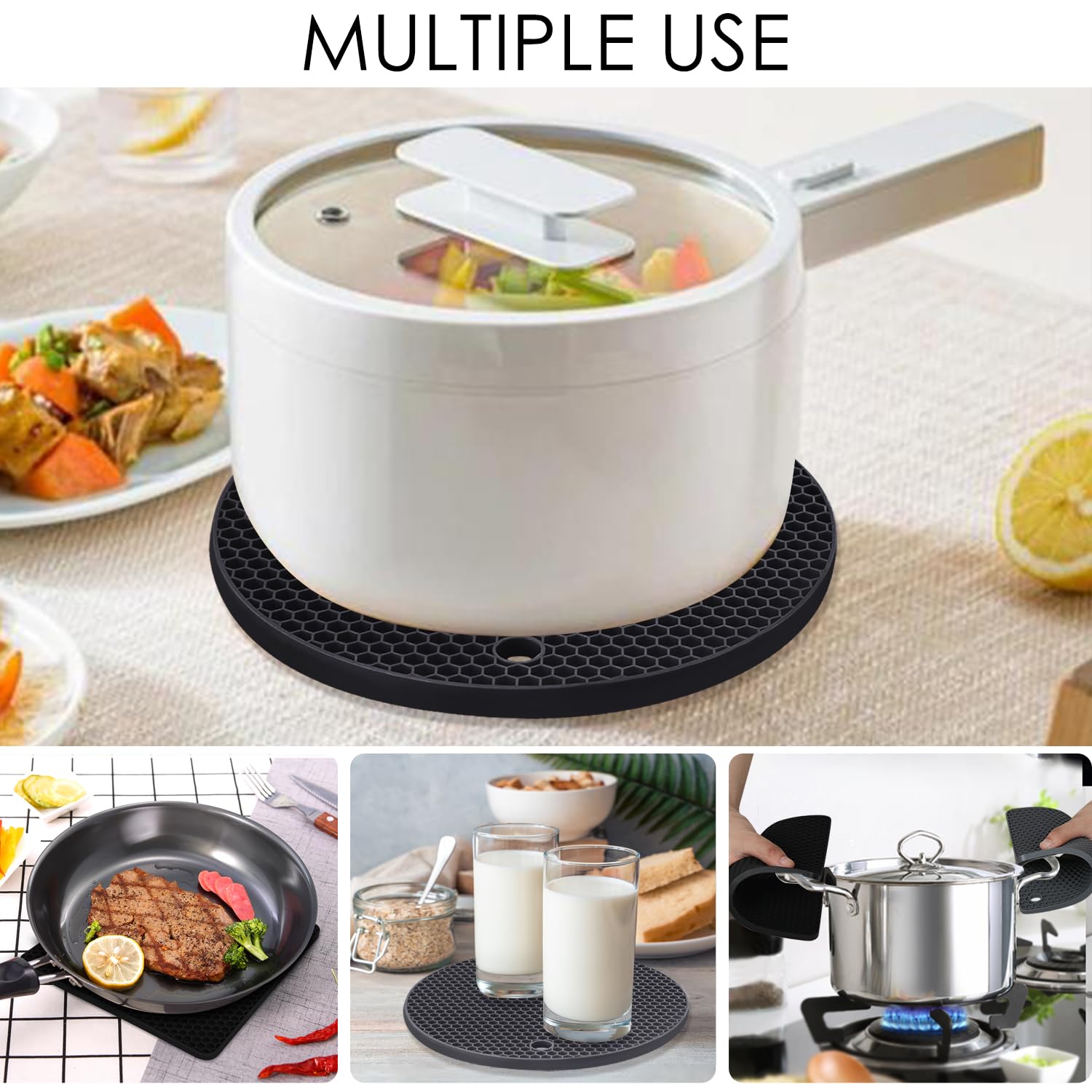 Silicone Trivet Mats, 4 Pack Silicone Pot Holders For Hot Pan And Pot Pads, Heat Resistant Counter Mats For Tables, Countertops,