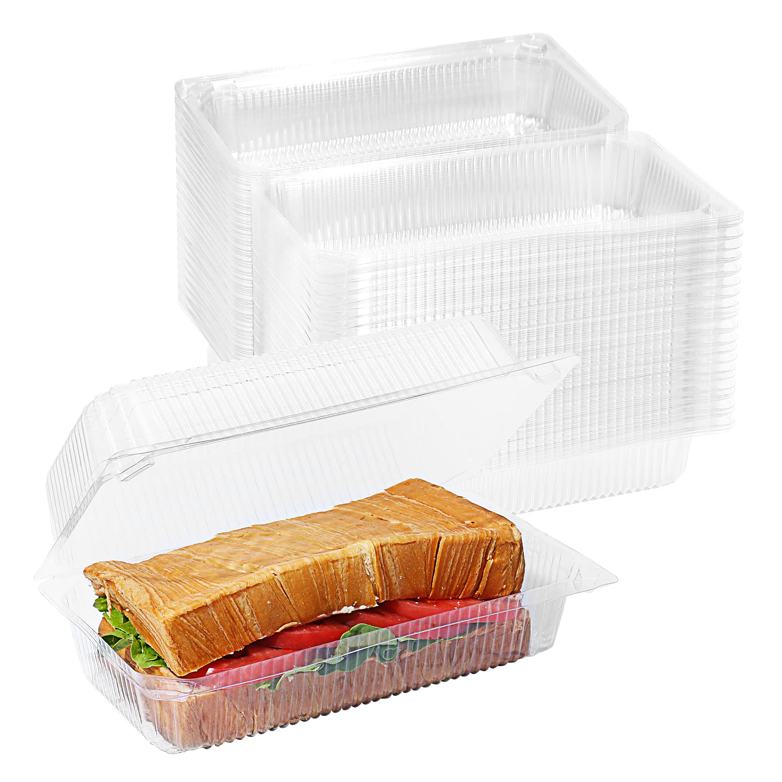 MANSHU 100 Pcs Clear Plastic Take out Containers,Disposable Clamshell Dessert Container with Lid, for Salads, Pasta, Sandwiches 