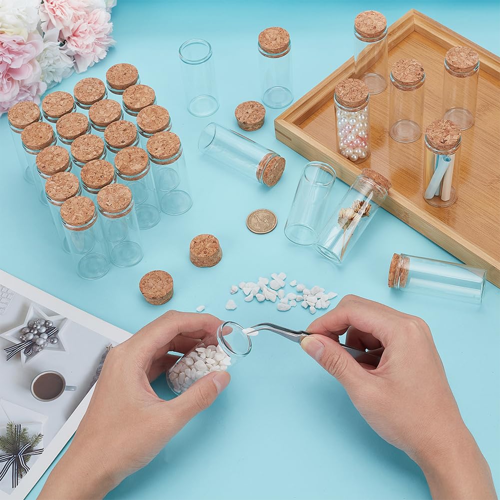 PH PandaHall 30ml Mini Glass Bottles with Cork 30pcs Small Glass Jars Wish Favor Bottles Clear Empty Bottles Message Bottle Spel