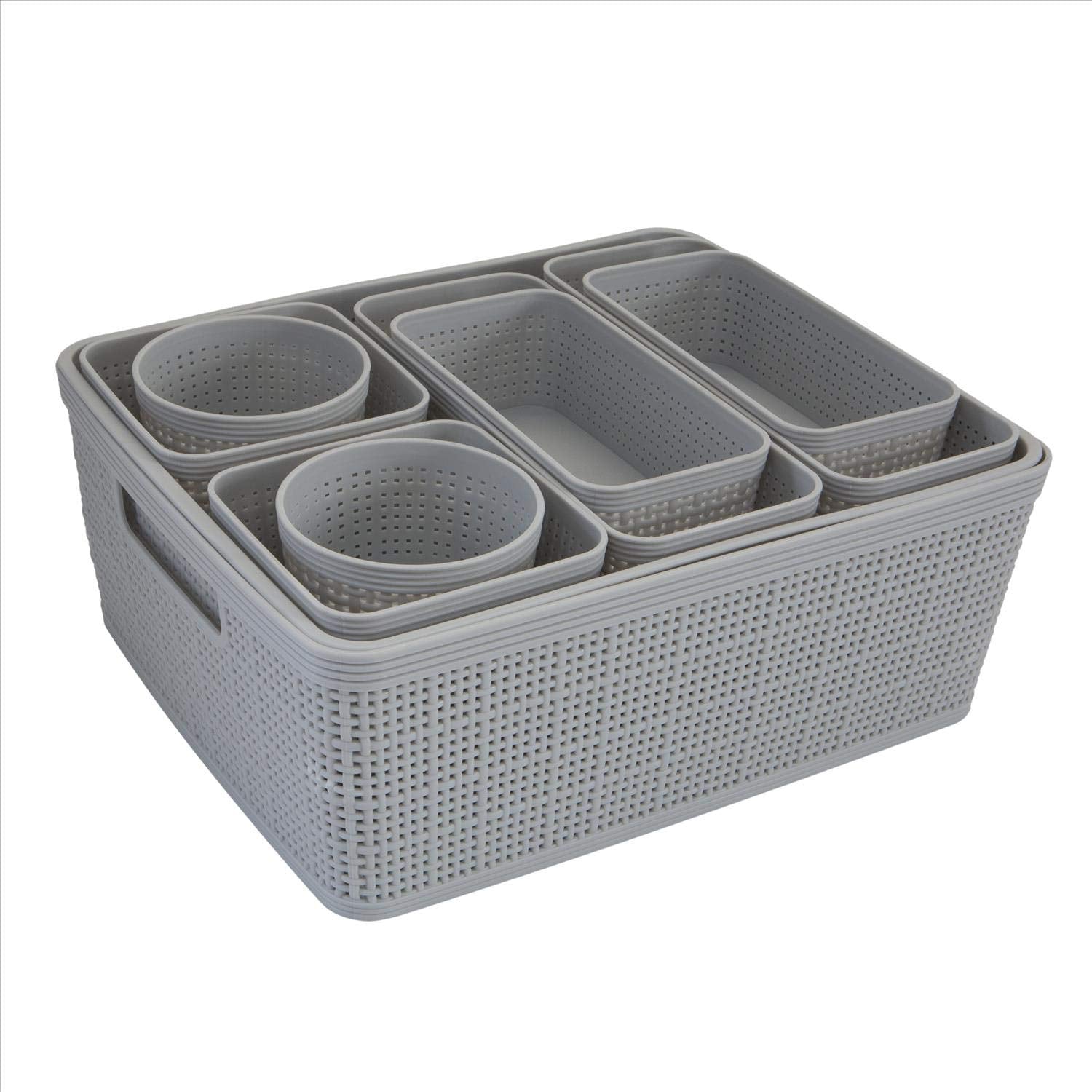 Simplify 10 Piece Organizing Set | Multiple Size Bins | Multipurpose | Office | Desk | Dorm | Bathroom | Storage Basket | Small 