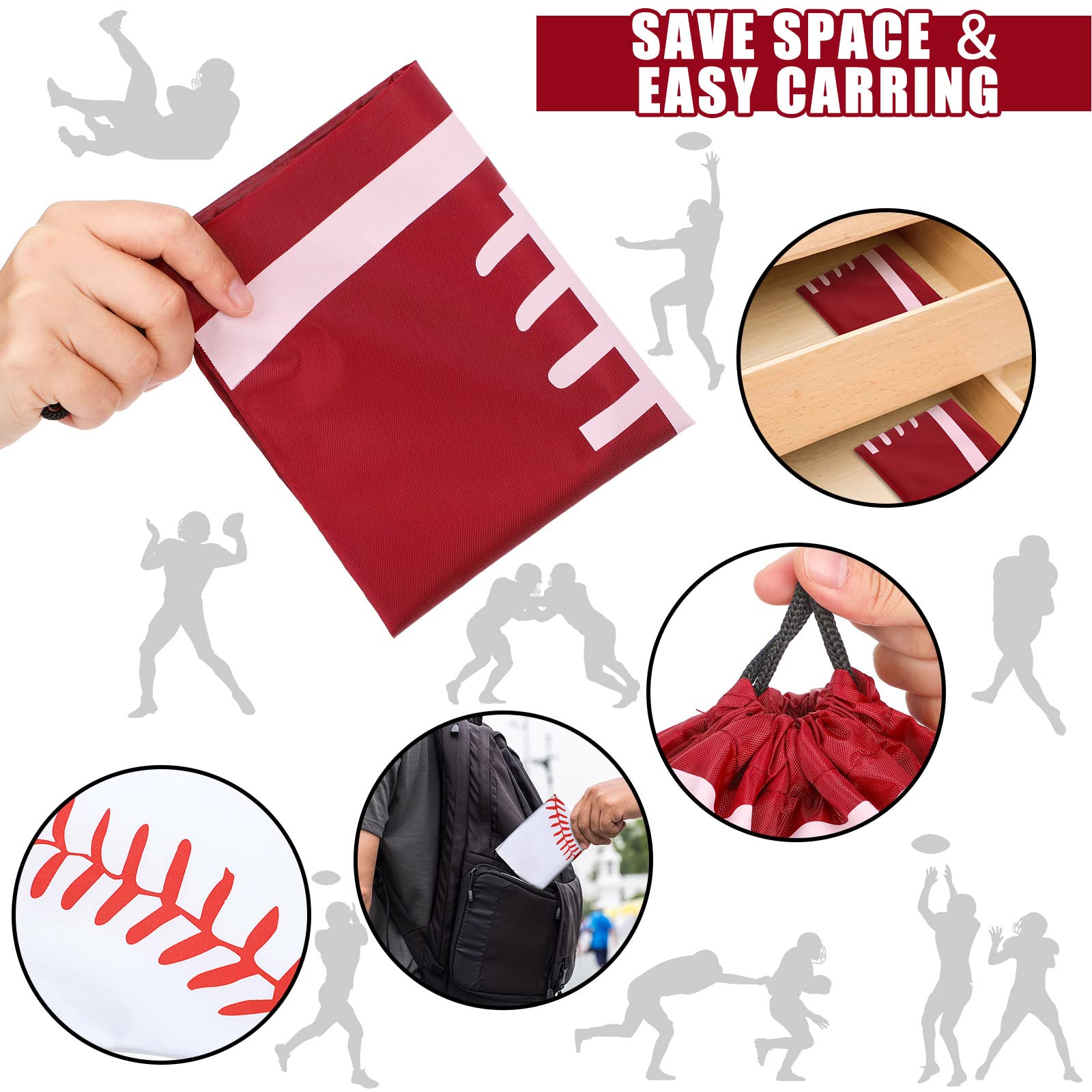 Shappy 12 Pieces Small Sport Drawstring Bags Candy Bag Sport Party Drawstring Goodie Favor Supplies Gifts(Football,10 X 12 Inch)