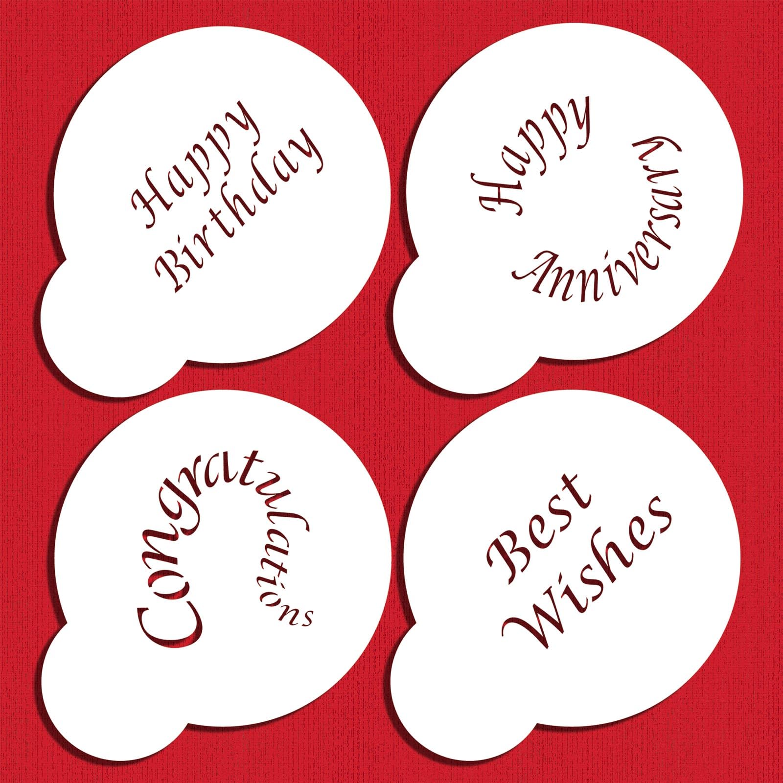 Designer Stencils Special Occasions Candy And Cookie Stencils (Congratulations, Best Wishes, Happy Birthday And Anniversary), Be