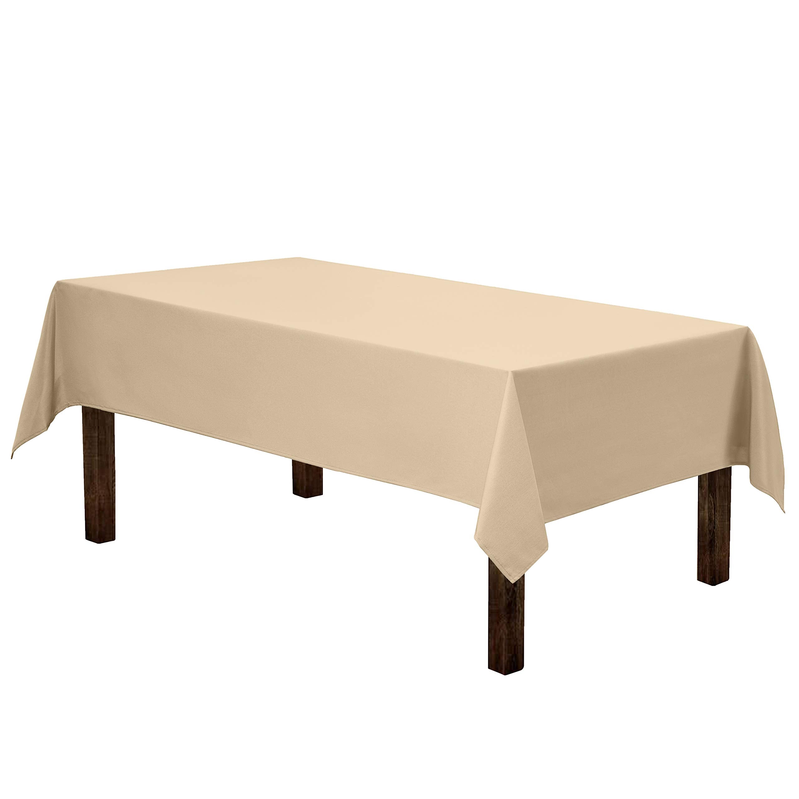 Gee Di Moda Rectangle Tablecloth - 60 X 84 Inch  Beige Rectangular Table Cloth In Washable Polyester  Great For Buffet Table, Pa
